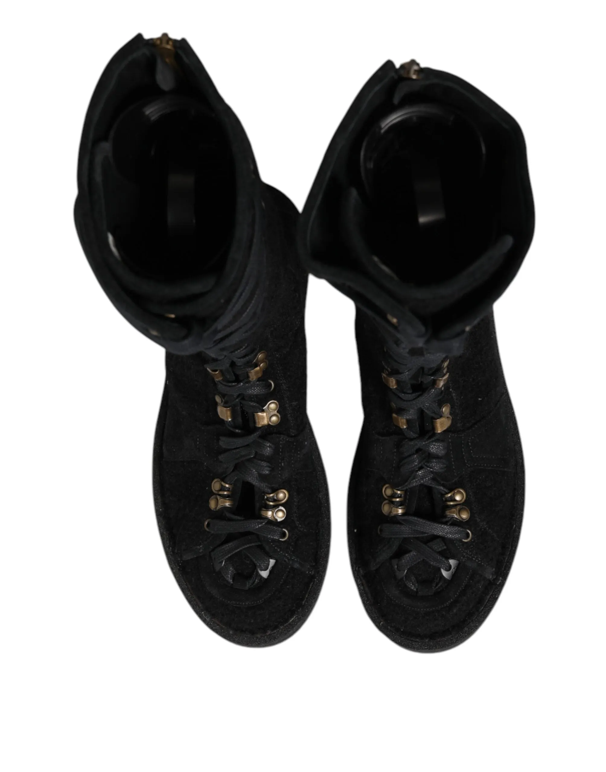 Dolce & Gabbana Black Alpaca Wool Suede Mid Calf Boots Shoes sold by Siebentaschen product image thumbnail 4