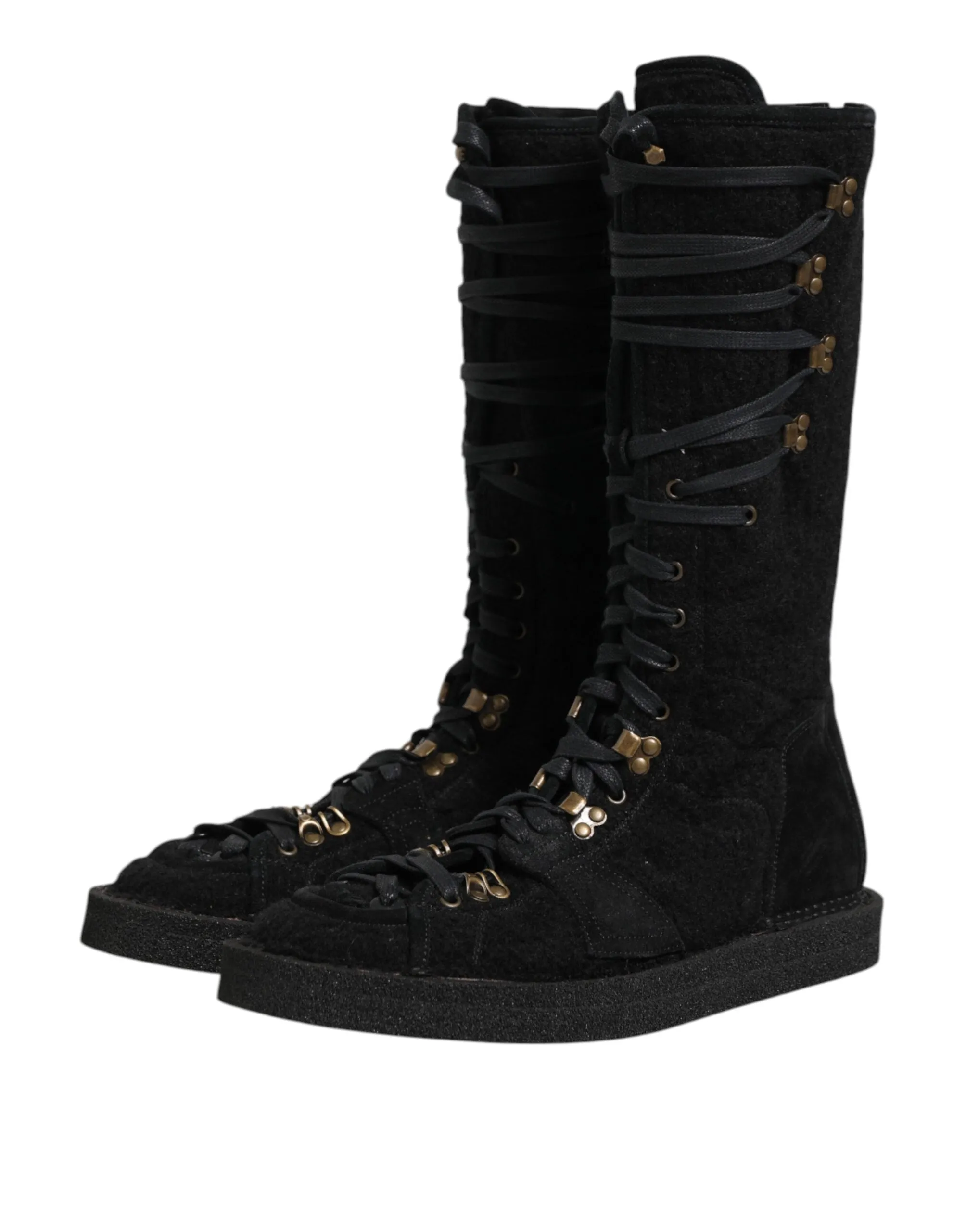 Dolce & Gabbana Black Alpaca Wool Suede Mid Calf Boots Shoes sold by Siebentaschen product image thumbnail 5