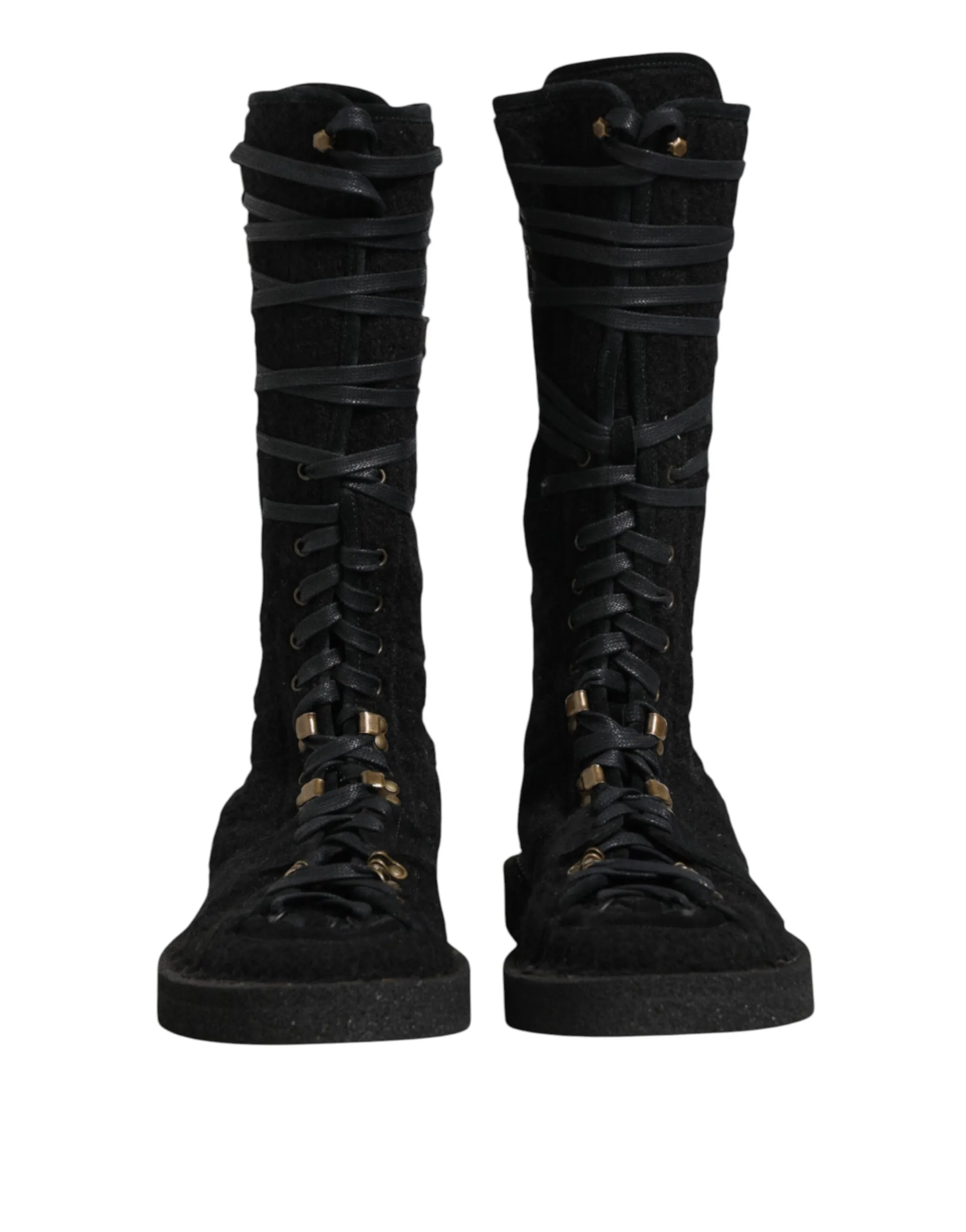 Dolce & Gabbana Black Alpaca Wool Suede Mid Calf Boots Shoes sold by Siebentaschen product image thumbnail 3