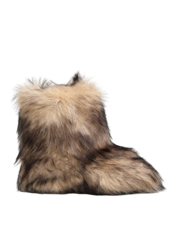 Dolce & Gabbana Brown Faux Skim Ski Fur Men Short Boots Shoes sold by Siebentaschen