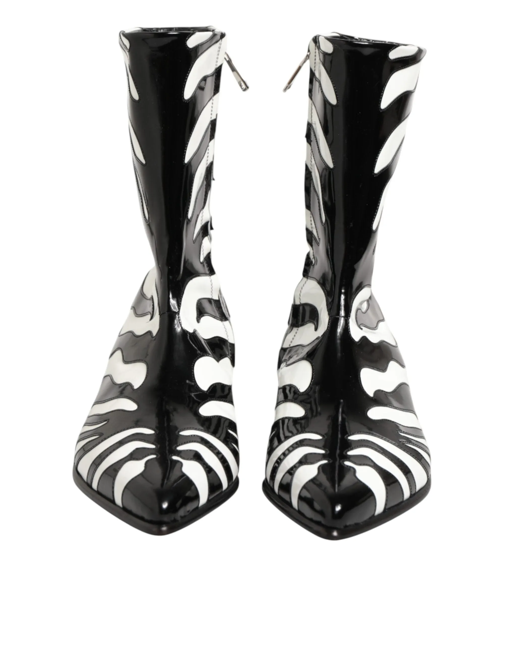 Dolce & Gabbana Black White Zebra Leather Mid Calf Boots Shoes sold by Siebentaschen product image thumbnail 3