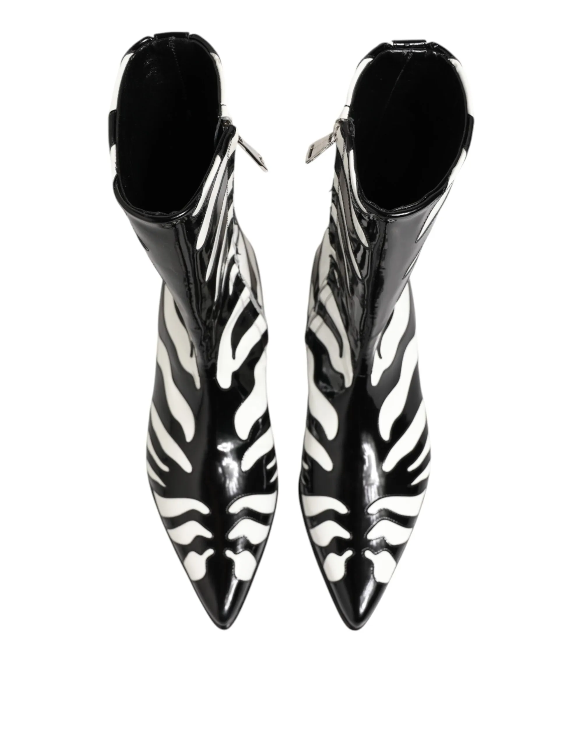 Dolce & Gabbana Black White Zebra Leather Mid Calf Boots Shoes sold by Siebentaschen product image thumbnail 4