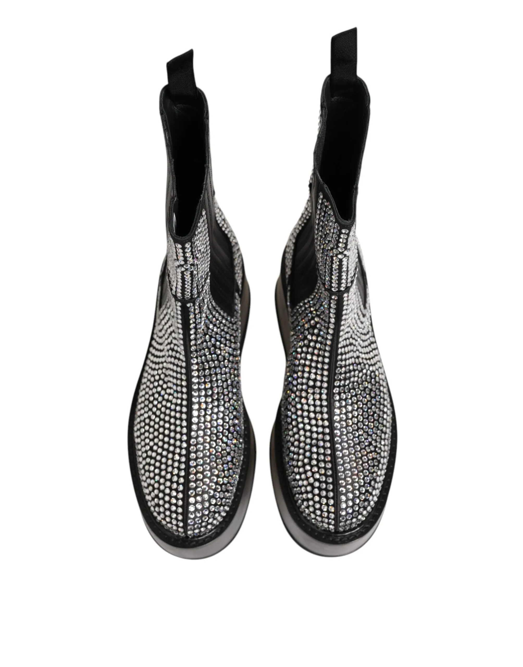 Dolce & Gabbana Black Crystal Strass Mid Calf Short Boots Shoes sold by Siebentaschen product image thumbnail 4