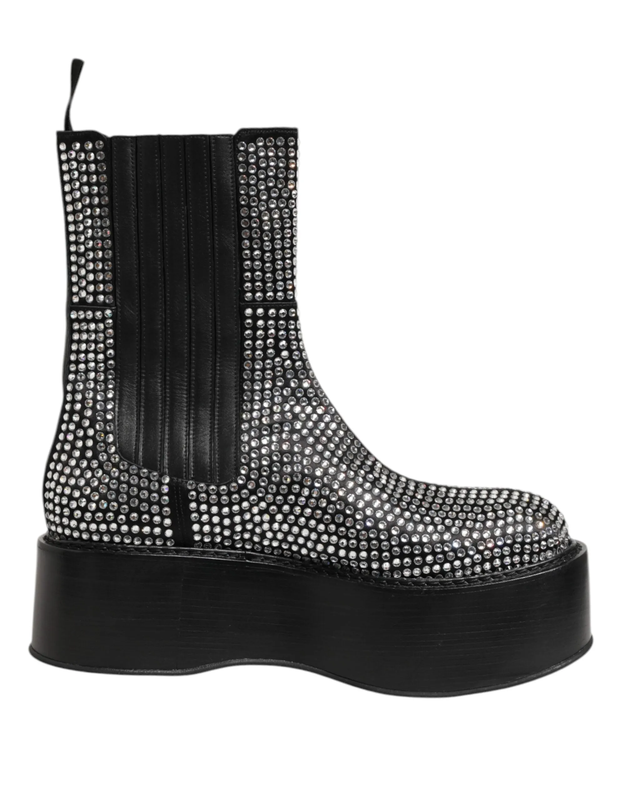 Dolce & Gabbana Black Crystal Strass Mid Calf Short Boots Shoes sold by Siebentaschen product image thumbnail 2
