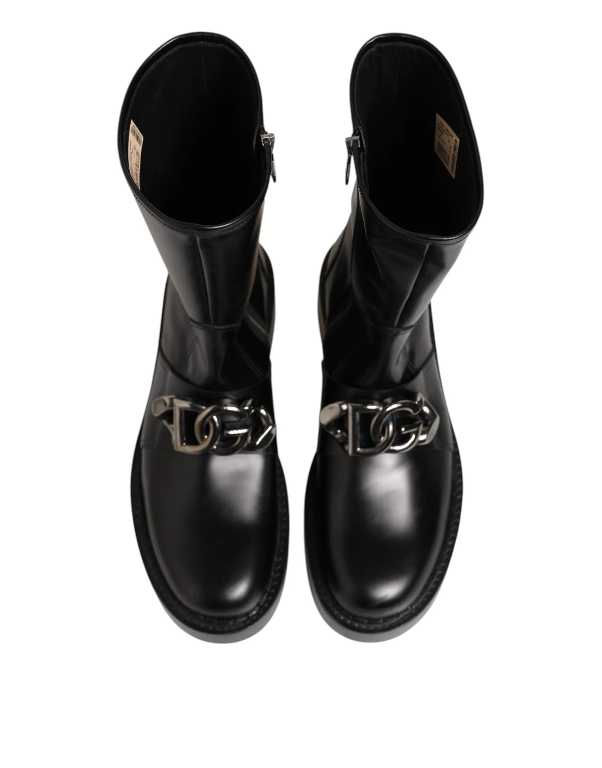 Dolce & Gabbana Black Logo Plaque Mid Calf Biker Boots Shoes sold by Siebentaschen product image thumbnail 4