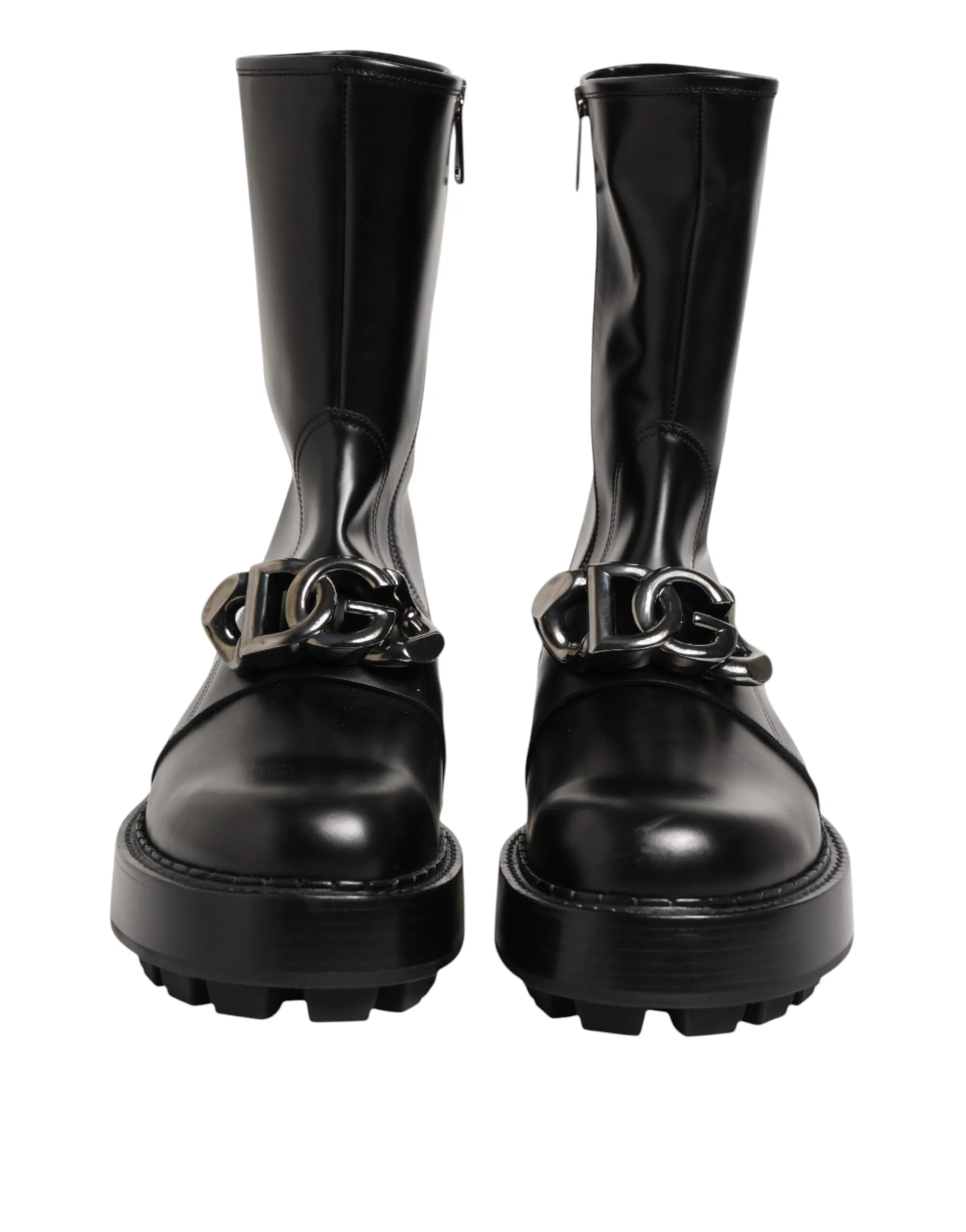 Dolce & Gabbana Black Logo Plaque Mid Calf Biker Boots Shoes sold by Siebentaschen product image thumbnail 3