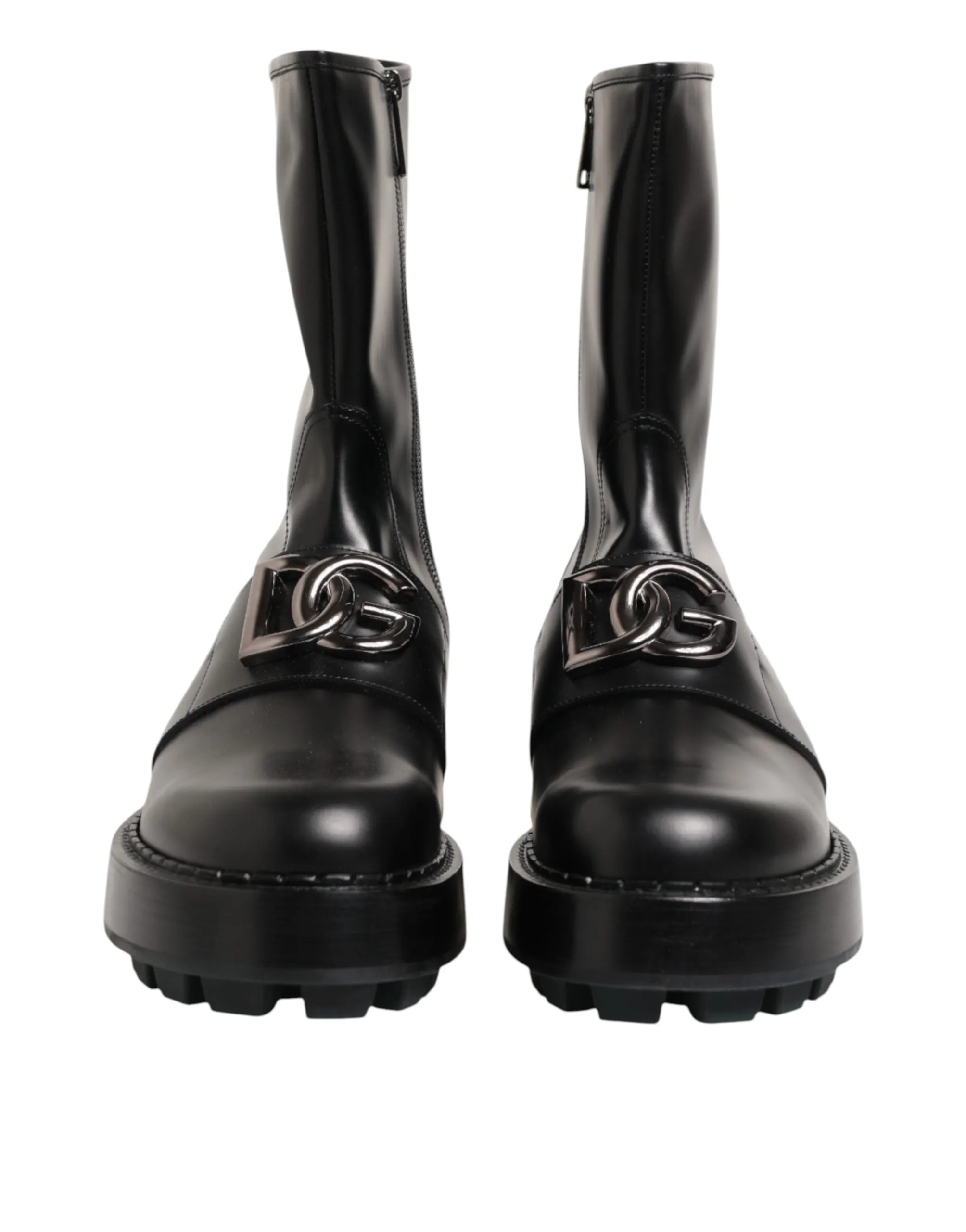 Dolce & Gabbana Black Logo Plaque Mid Calf Biker Boots Shoes sold by Siebentaschen product image thumbnail 3