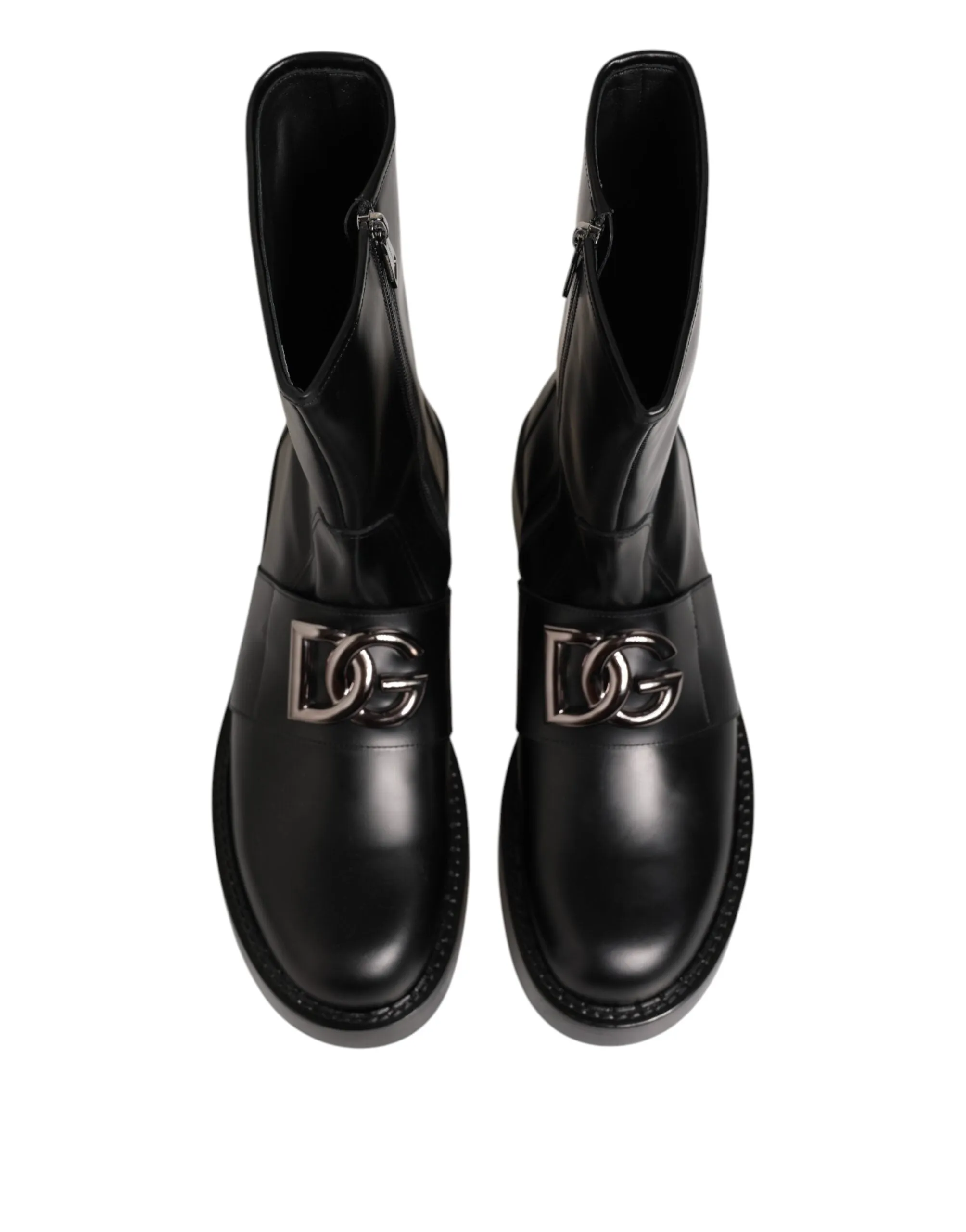 Dolce & Gabbana Black Logo Plaque Mid Calf Biker Boots Shoes sold by Siebentaschen product image thumbnail 4