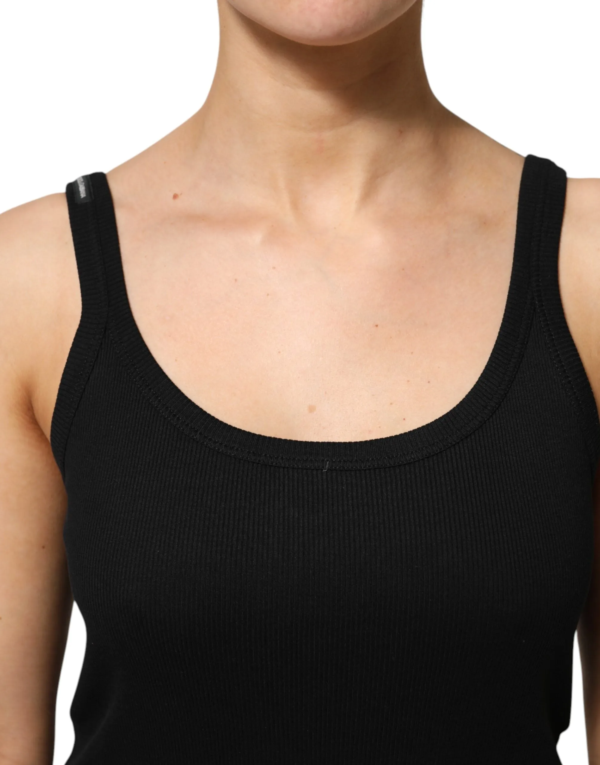 Dolce & Gabbana Black Cotton Sleeveless Women Tank Top sold by Siebentaschen product image thumbnail 5