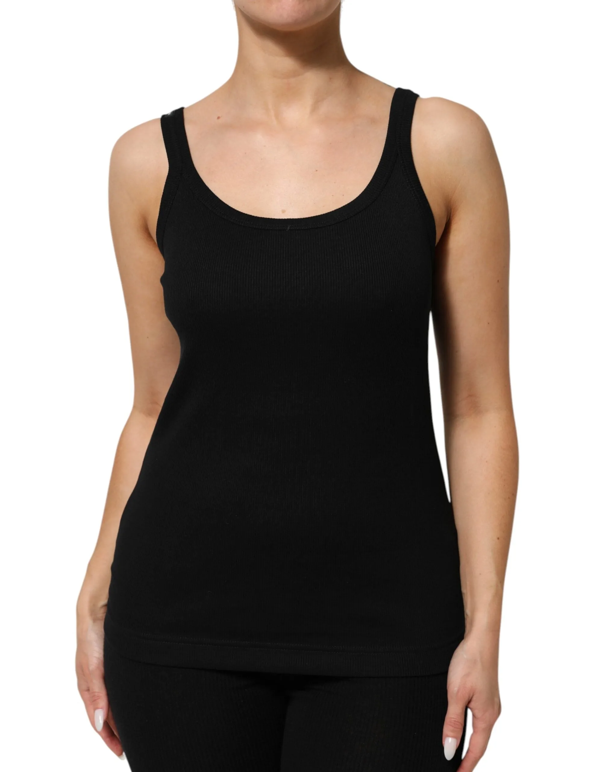 Dolce & Gabbana Black Cotton Sleeveless Women Tank Top sold by Siebentaschen product image thumbnail 2