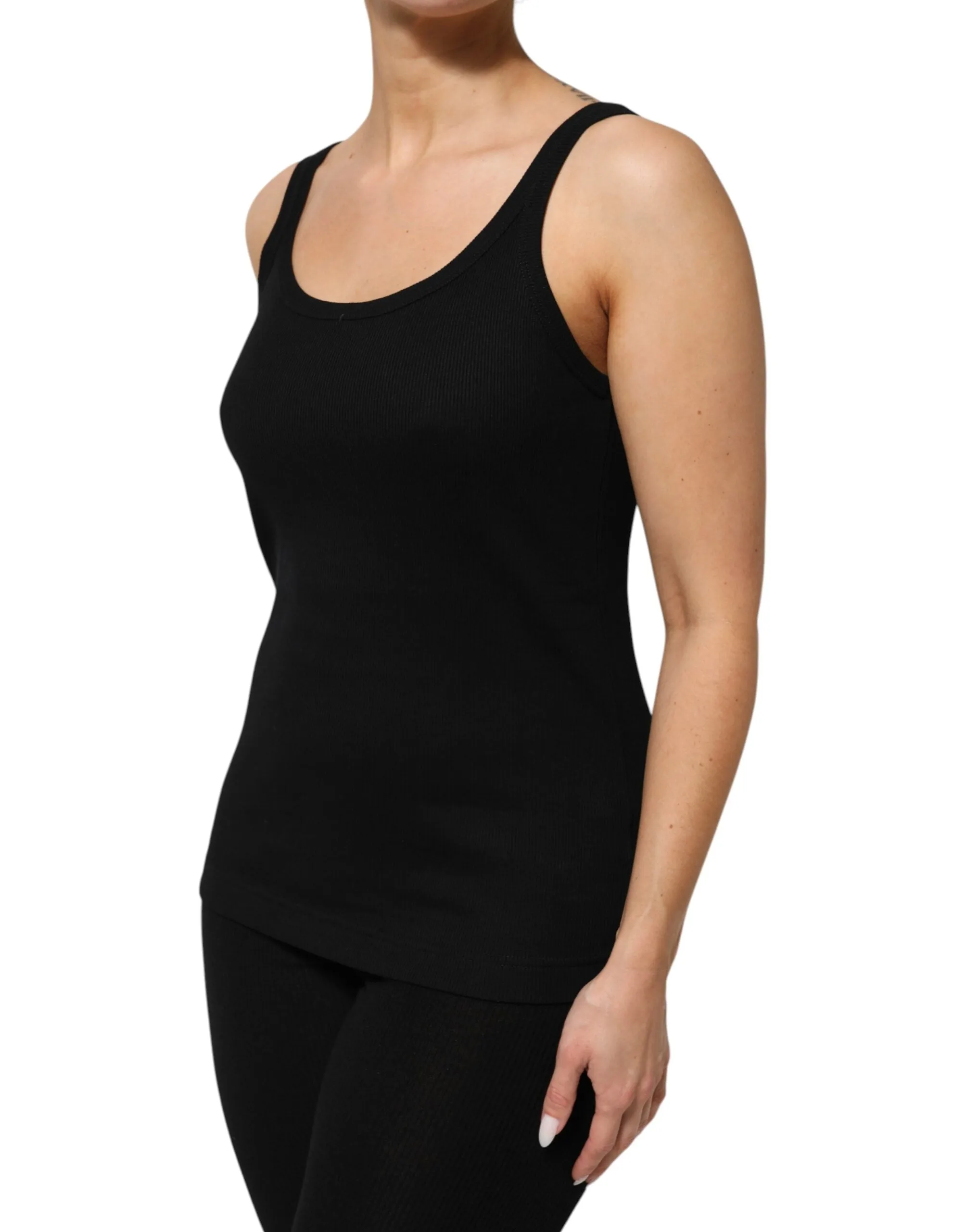 Dolce & Gabbana Black Cotton Sleeveless Women Tank Top sold by Siebentaschen product image thumbnail 3