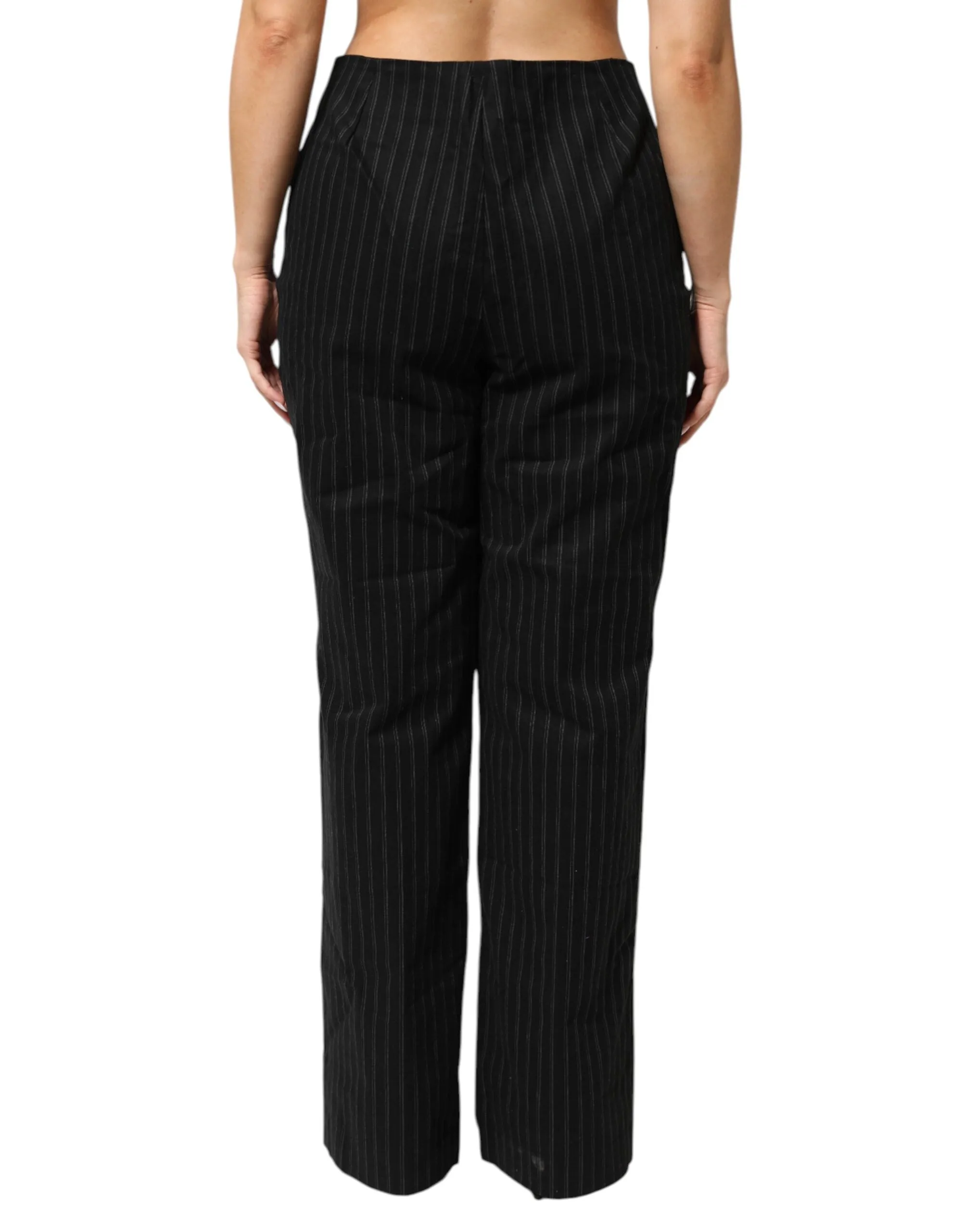 BENCIVENGA Black Wool Blend Pinstripe Straight Leg Pants sold by Siebentaschen product image thumbnail 5