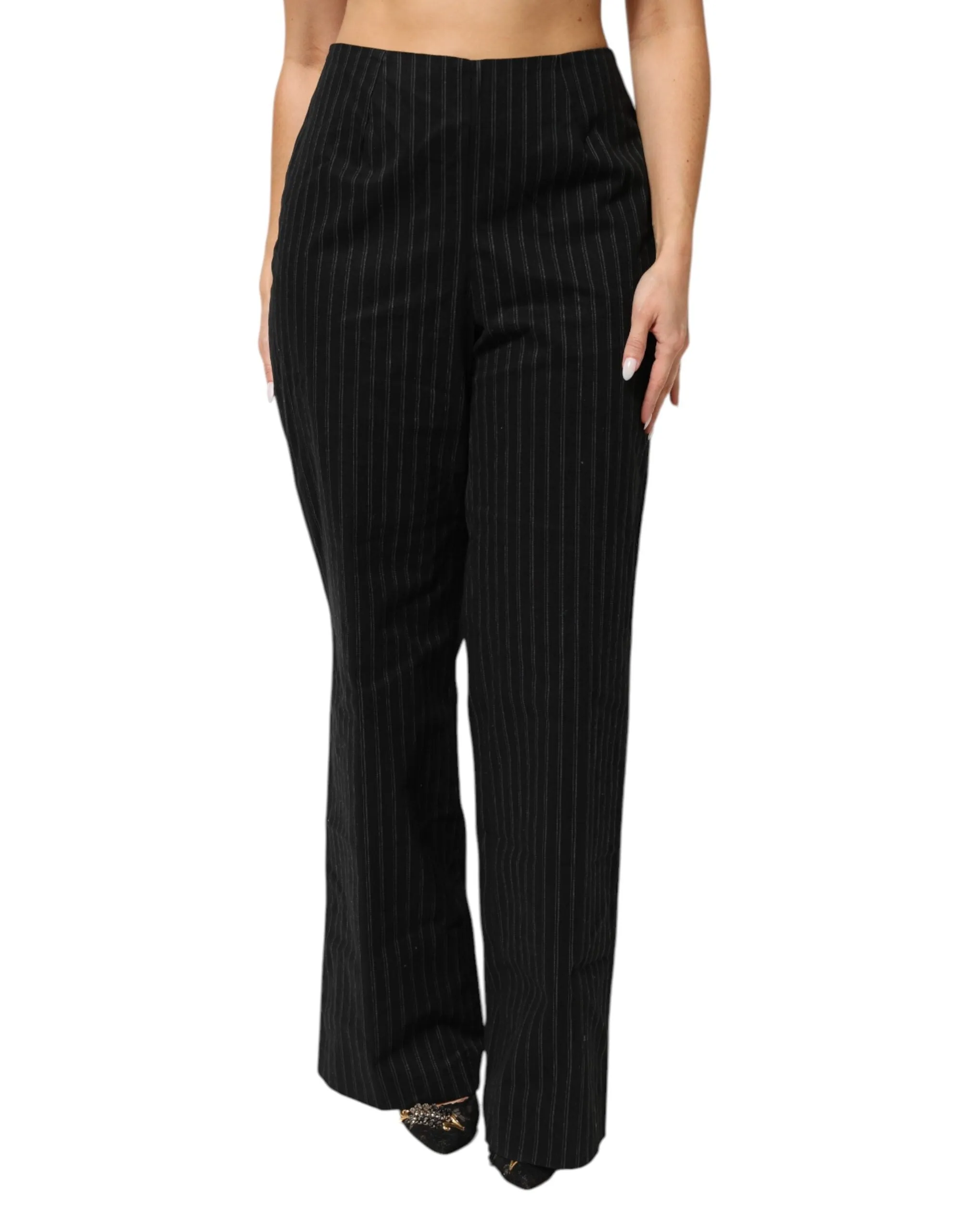 BENCIVENGA Black Wool Blend Pinstripe Straight Leg Pants sold by Siebentaschen product image thumbnail 2