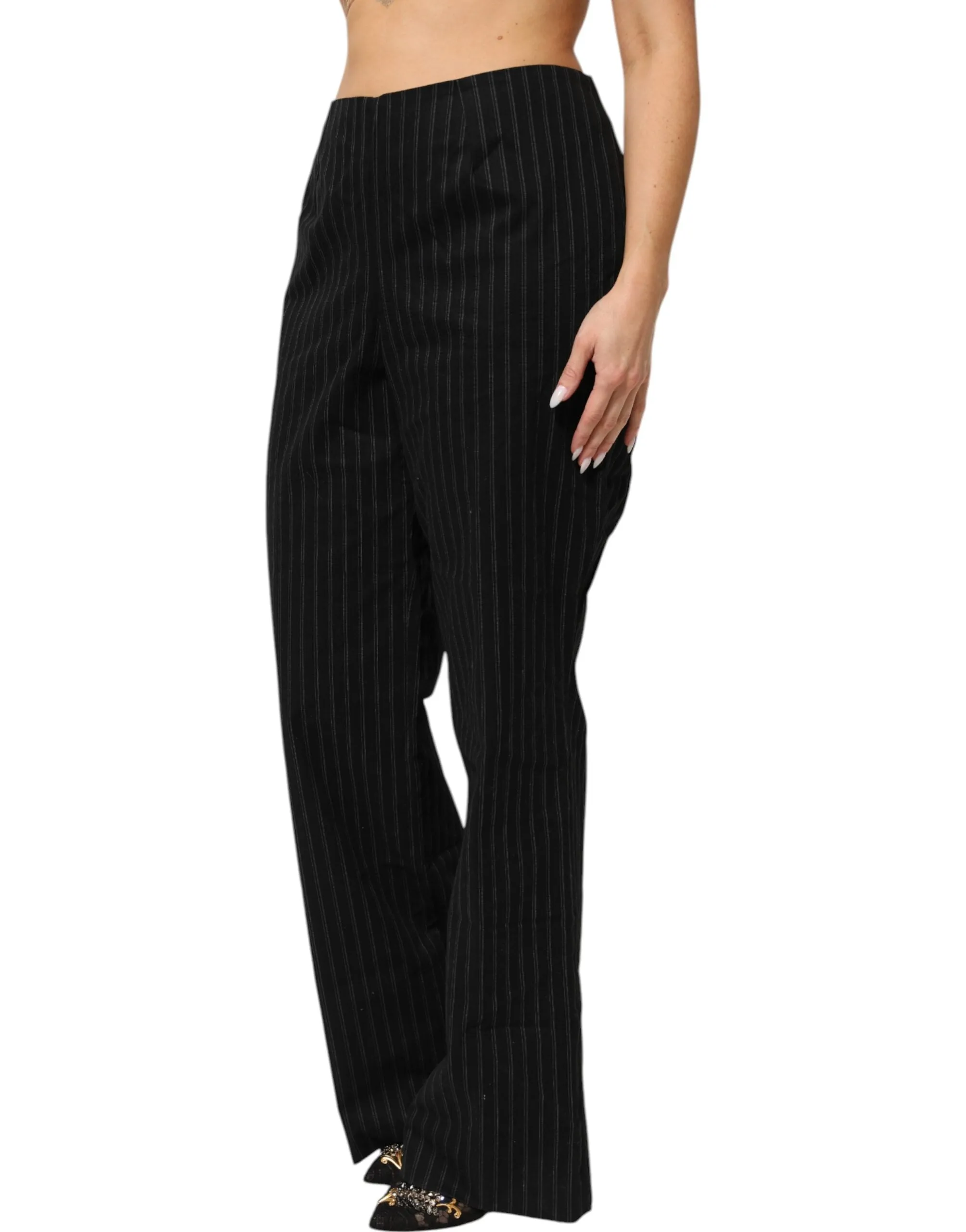 BENCIVENGA Black Wool Blend Pinstripe Straight Leg Pants sold by Siebentaschen product image thumbnail 3