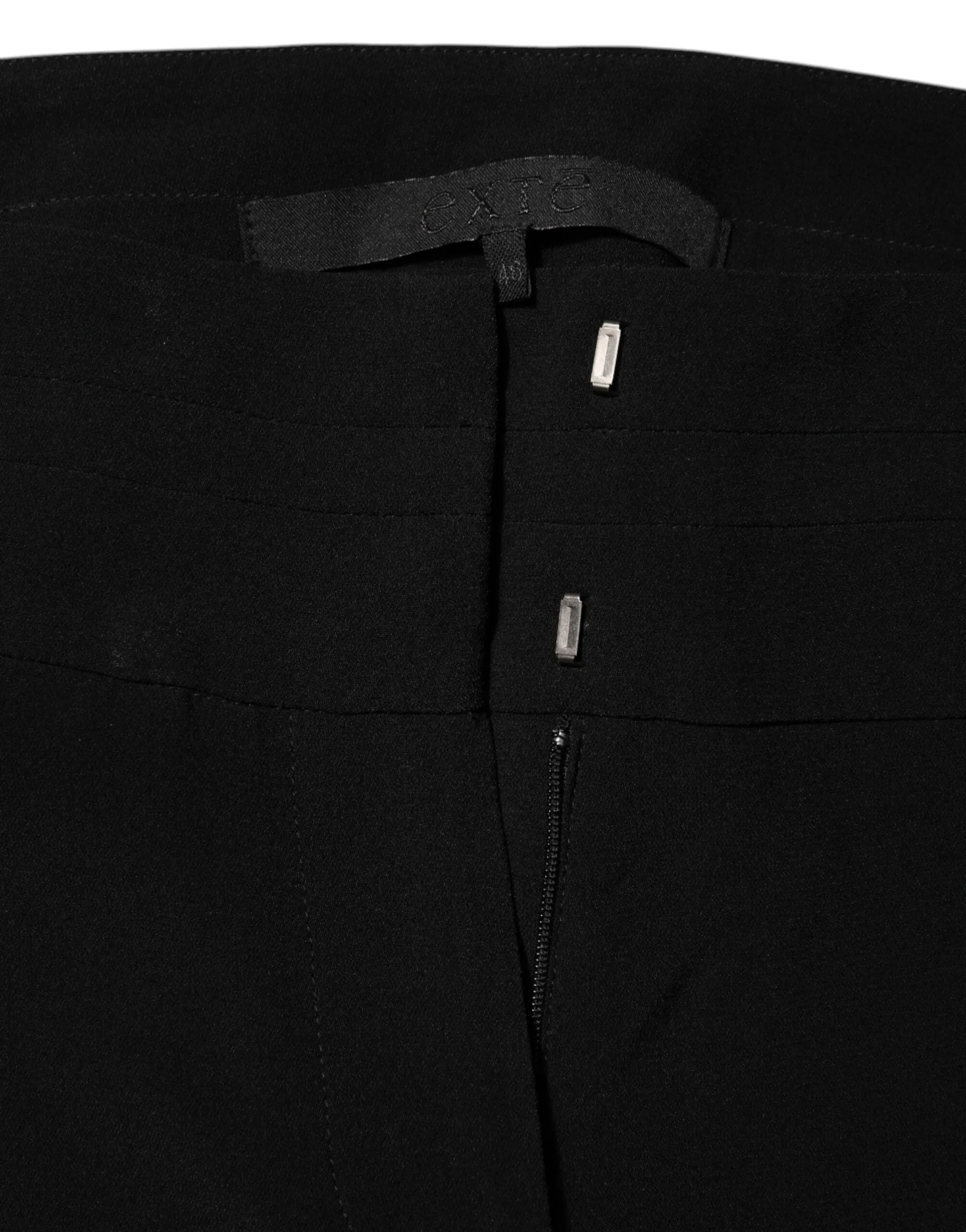 Exte Black Viscose Acetate Blend Straight Leg High Waist Pants sold by Siebentaschen product image thumbnail 5