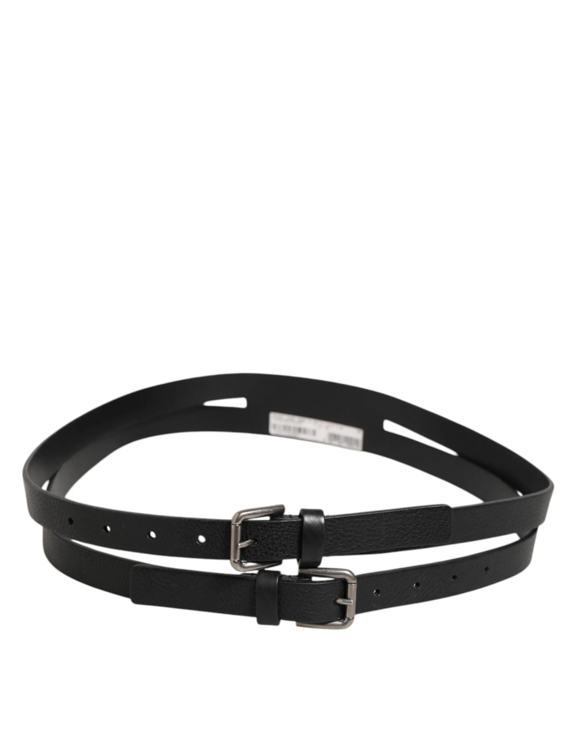 Dolce & Gabbana Black Double Strap Leather Gold Buckle Belt sold by Siebentaschen product image thumbnail 4