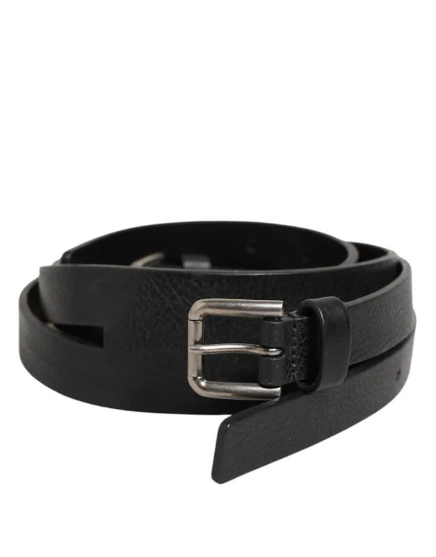 Dolce & Gabbana Black Double Strap Leather Gold Buckle Belt sold by Siebentaschen