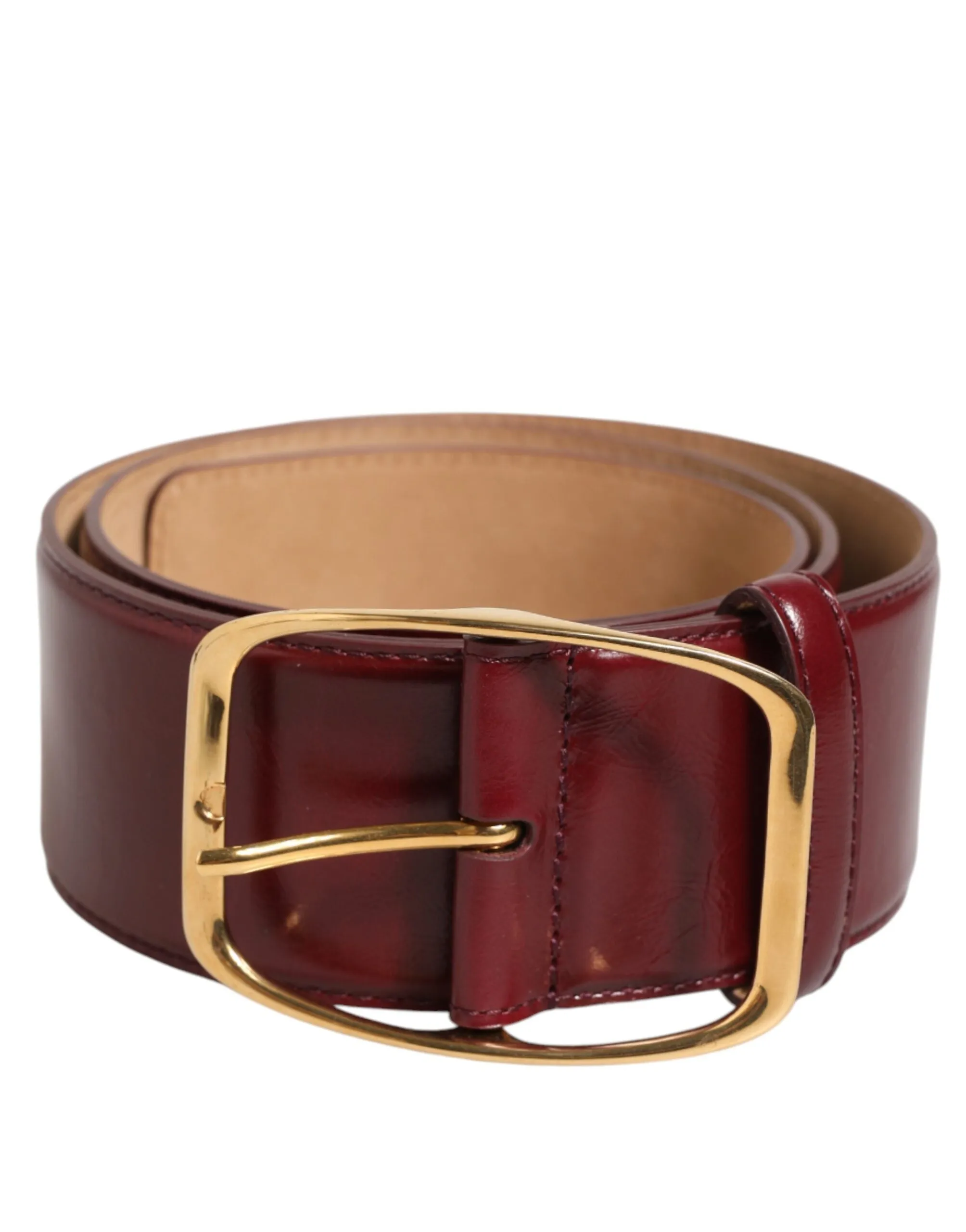 Dolce & Gabbana Burgundy Leather Gold Metal Buckle Women Belt sold by Siebentaschen product image thumbnail 2