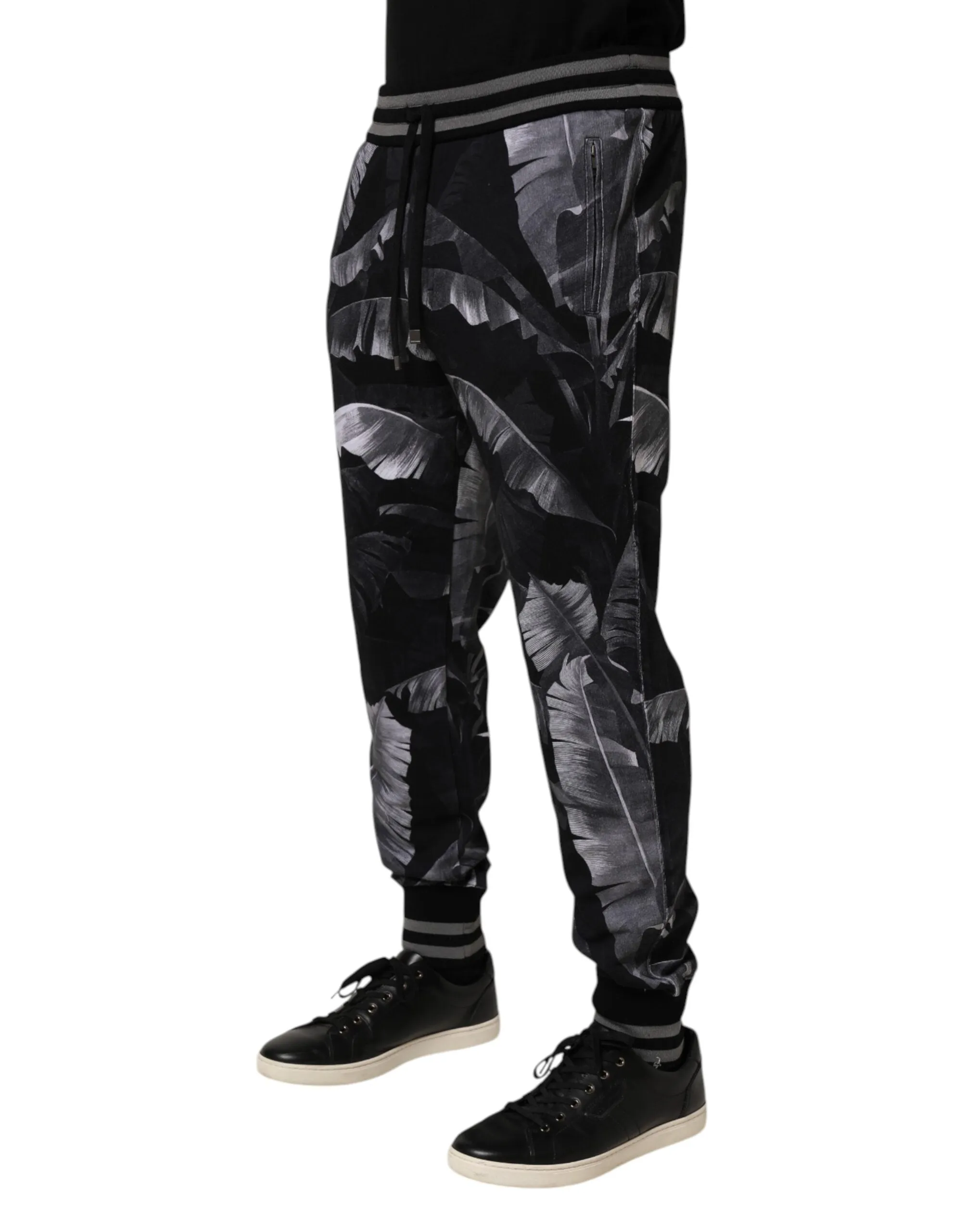 Dolce & Gabbana Black Banana Leaf Cotton Jogger Trouser Pants sold by Siebentaschen product image thumbnail 3