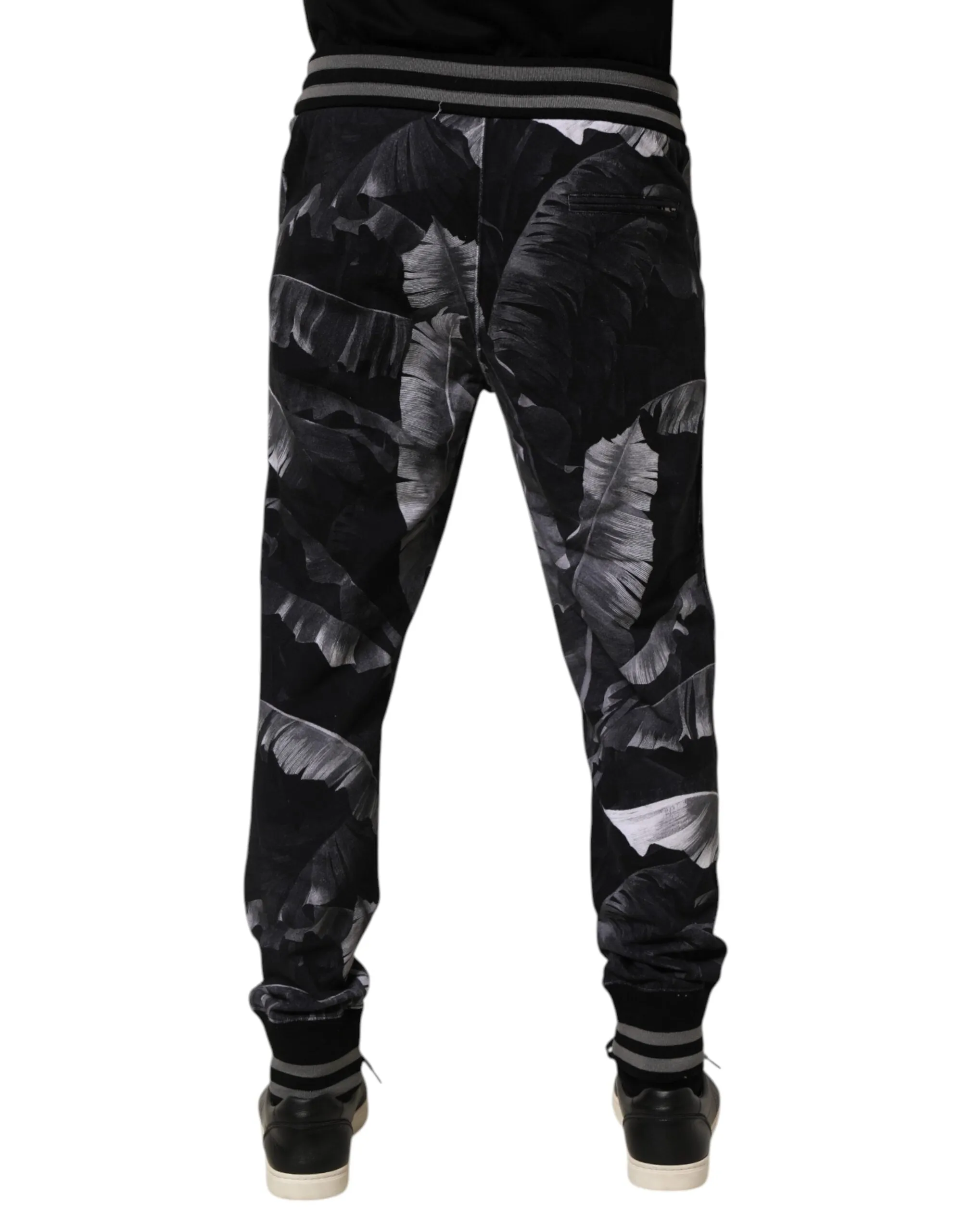Dolce & Gabbana Black Banana Leaf Cotton Jogger Trouser Pants sold by Siebentaschen product image thumbnail 4