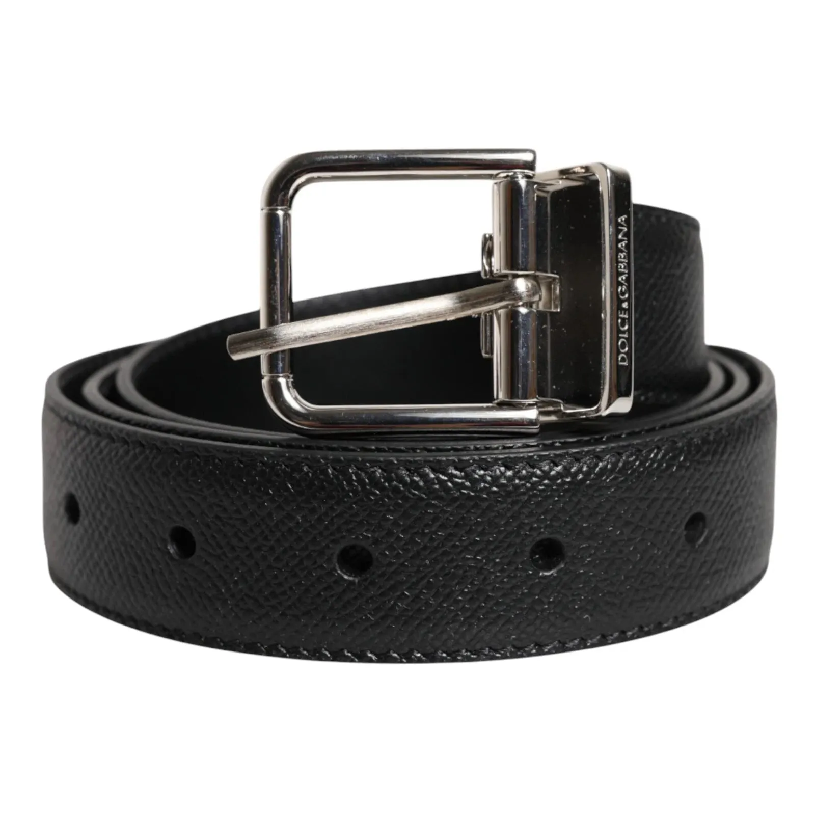 Dolce & Gabbana Black Leather Metal Buckle Classic Men Belt sold by Siebentaschen product image thumbnail 2