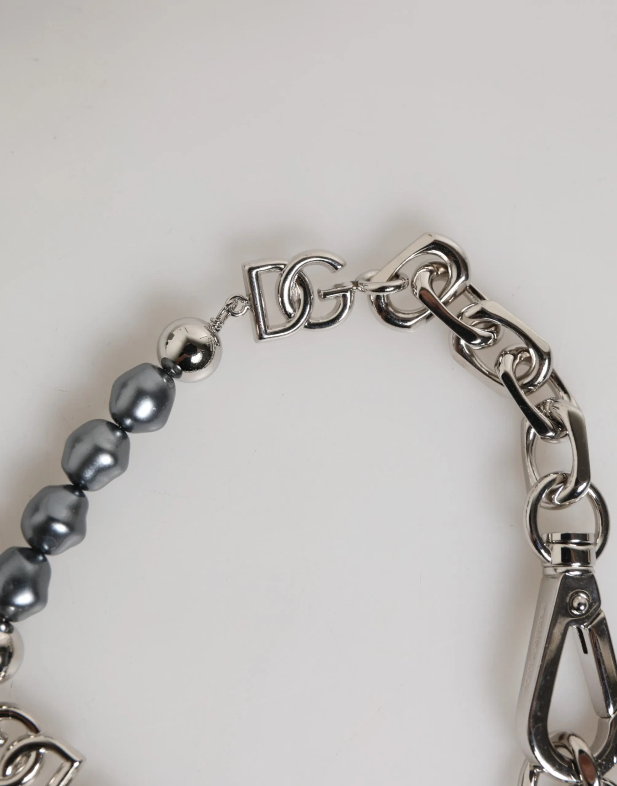 Dolce & Gabbana Silver Tone Chain Lobster Clasp Logo Gray Pearls Bracelet sold by Siebentaschen product image thumbnail 3