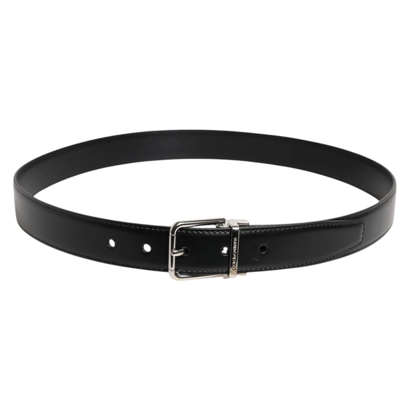 Dolce & Gabbana Black Calf Leather Silver Metal Buckle Belt sold by Siebentaschen product image thumbnail 3