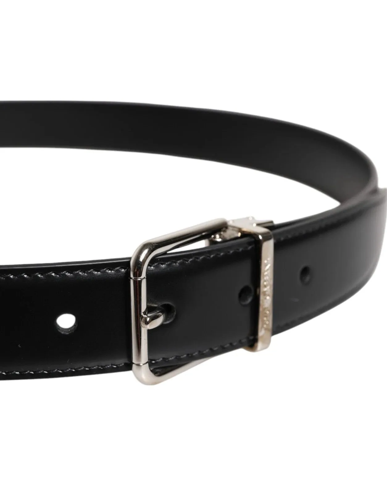 Dolce & Gabbana Black Calf Leather Silver Metal Buckle Belt sold by Siebentaschen product image thumbnail 4