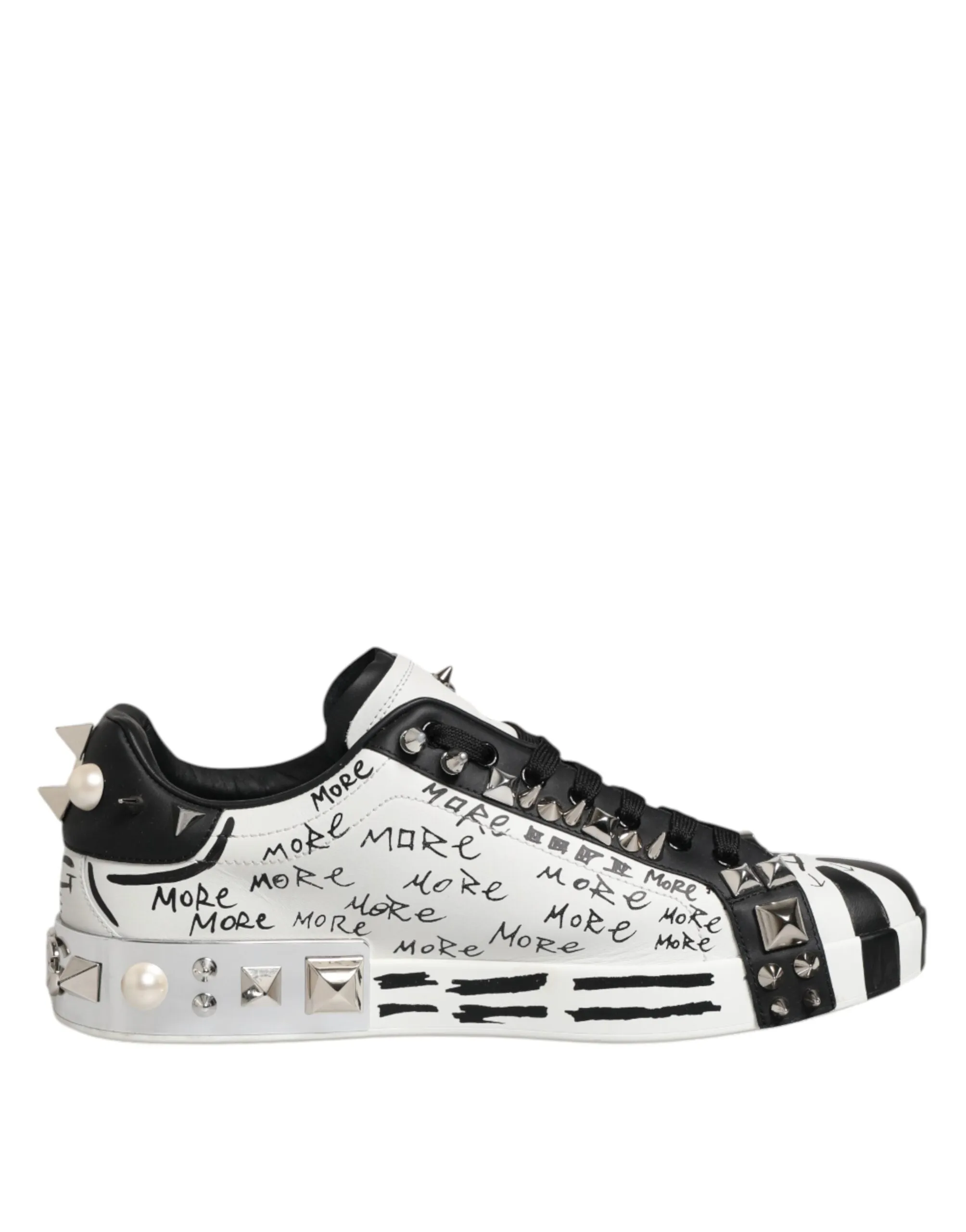Dolce & Gabbana White Portofino Studded Men Sneakers Shoes sold by Siebentaschen product image thumbnail 2