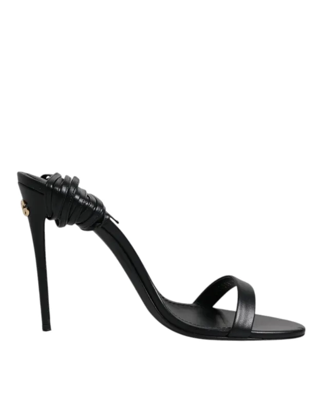 Dolce & Gabbana Black Leather Stiletto Heels Sandals Shoes sold by Siebentaschen