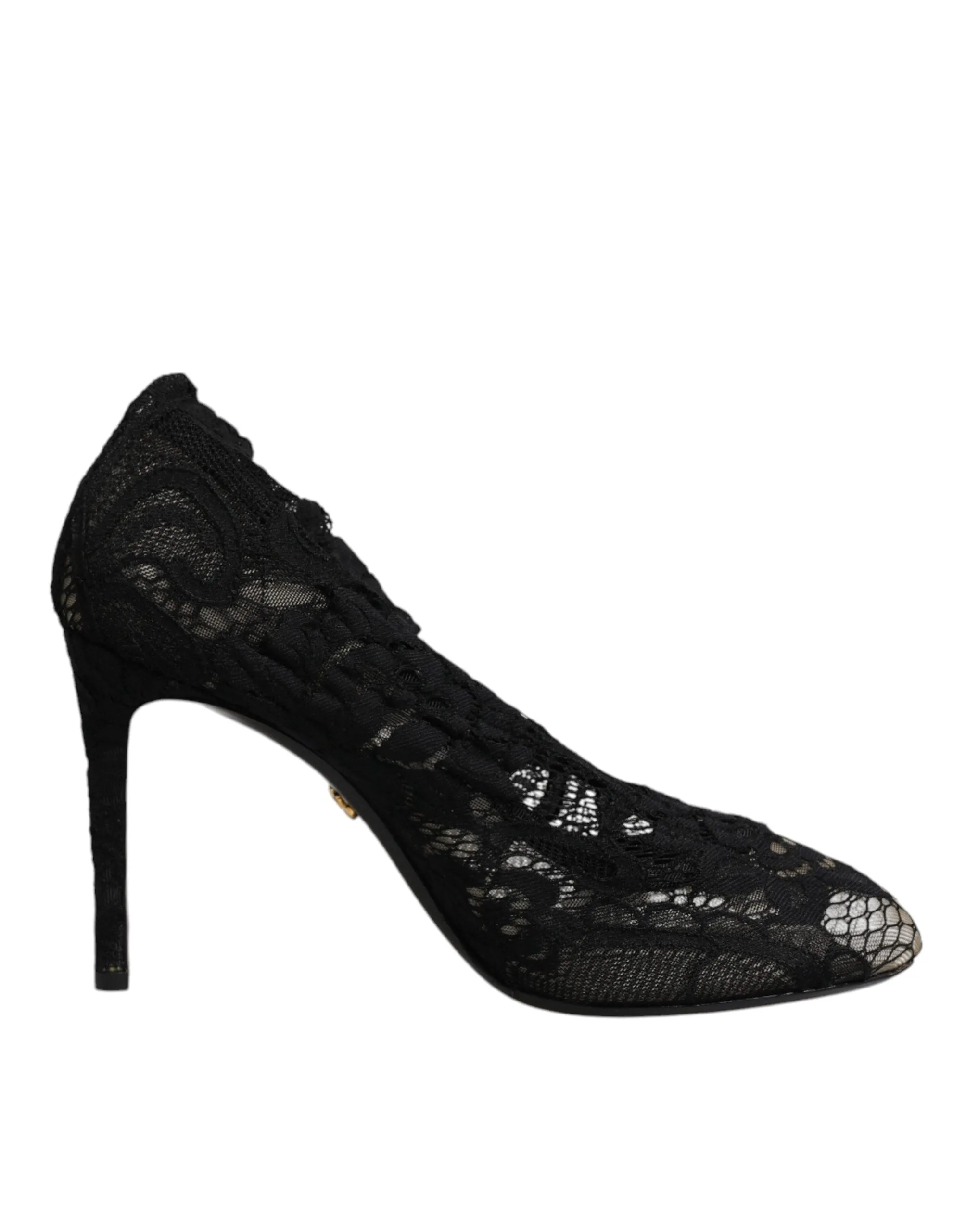 Dolce & Gabbana Black Lace Stretch Heels Mid Calf Boots Shoes sold by Siebentaschen product image thumbnail 2