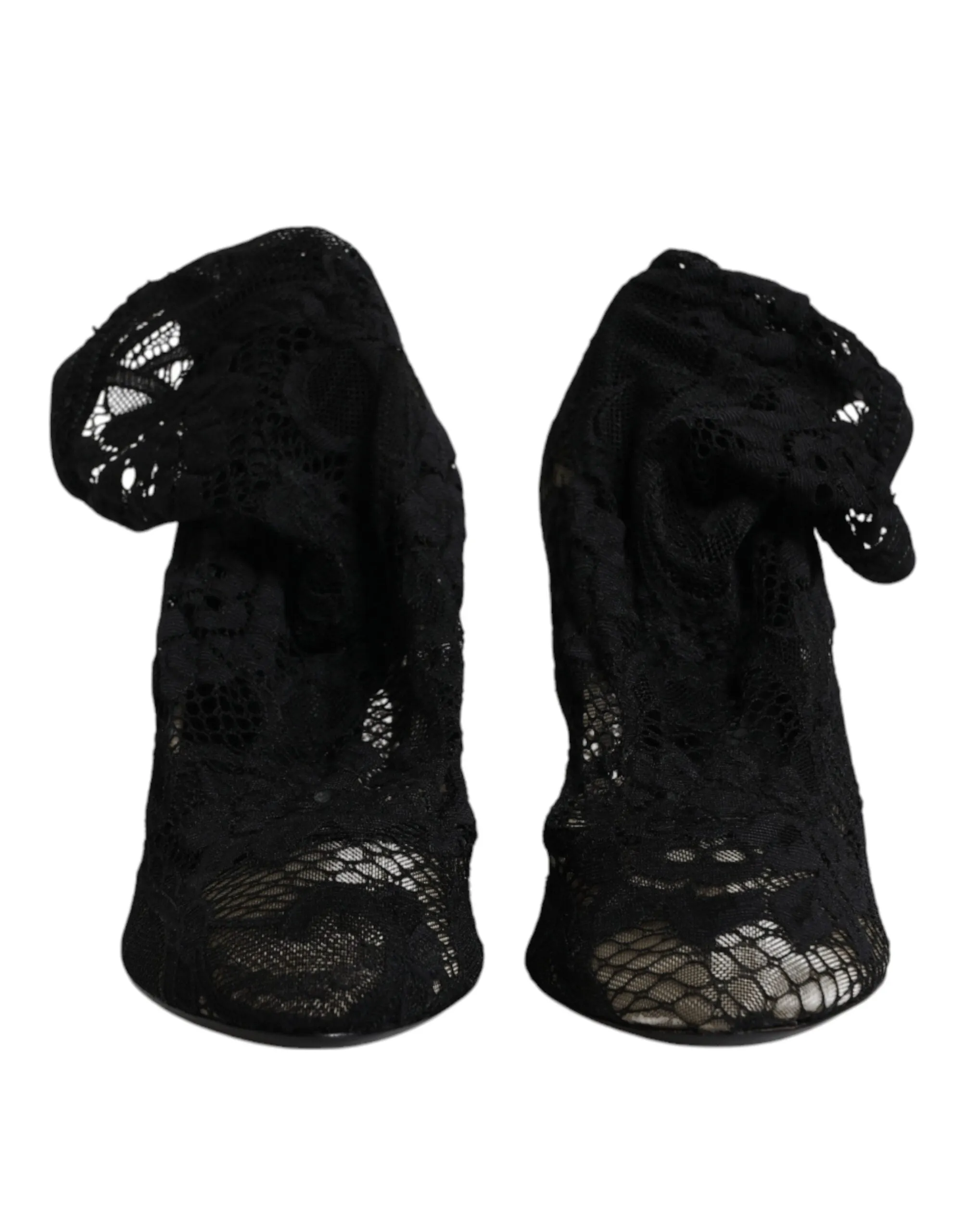 Dolce & Gabbana Black Lace Stretch Heels Mid Calf Boots Shoes sold by Siebentaschen product image thumbnail 3