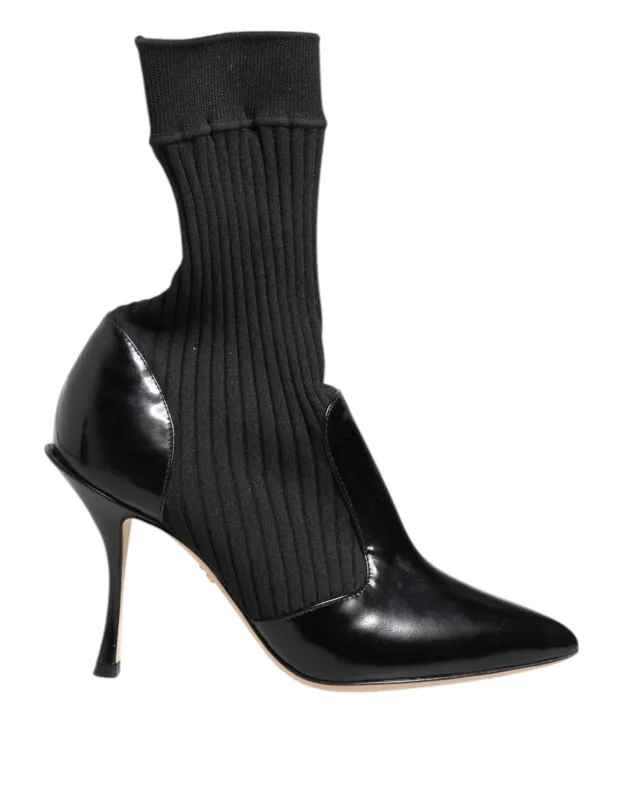 Dolce & Gabbana Black Stretch Stilettos Booties Socks Shoes sold by Siebentaschen