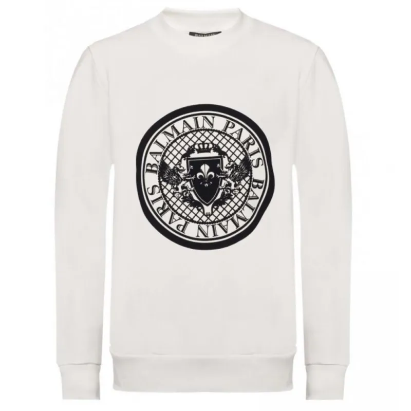 Balmain White Cotton Sweatshirt sold by Siebentaschen