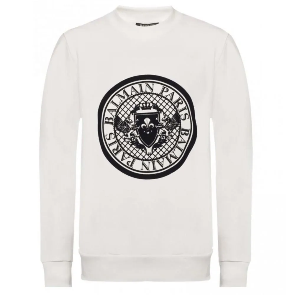 Balmain White Cotton Sweatshirt sold by Siebentaschen