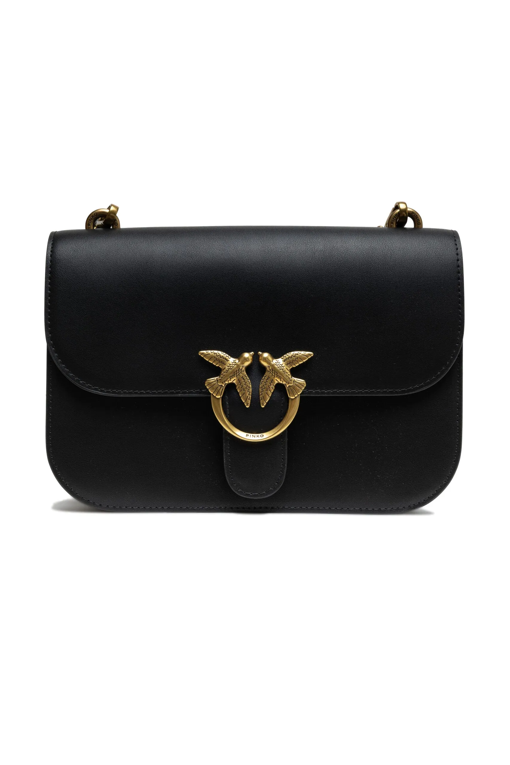 PINKO Black Leather Love Bell Classic Shoulder Bag sold by Siebentaschen