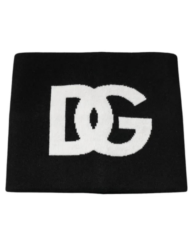 Dolce & Gabbana Black Cashmere DG Logo Square Handkerchief Scarf sold by Siebentaschen