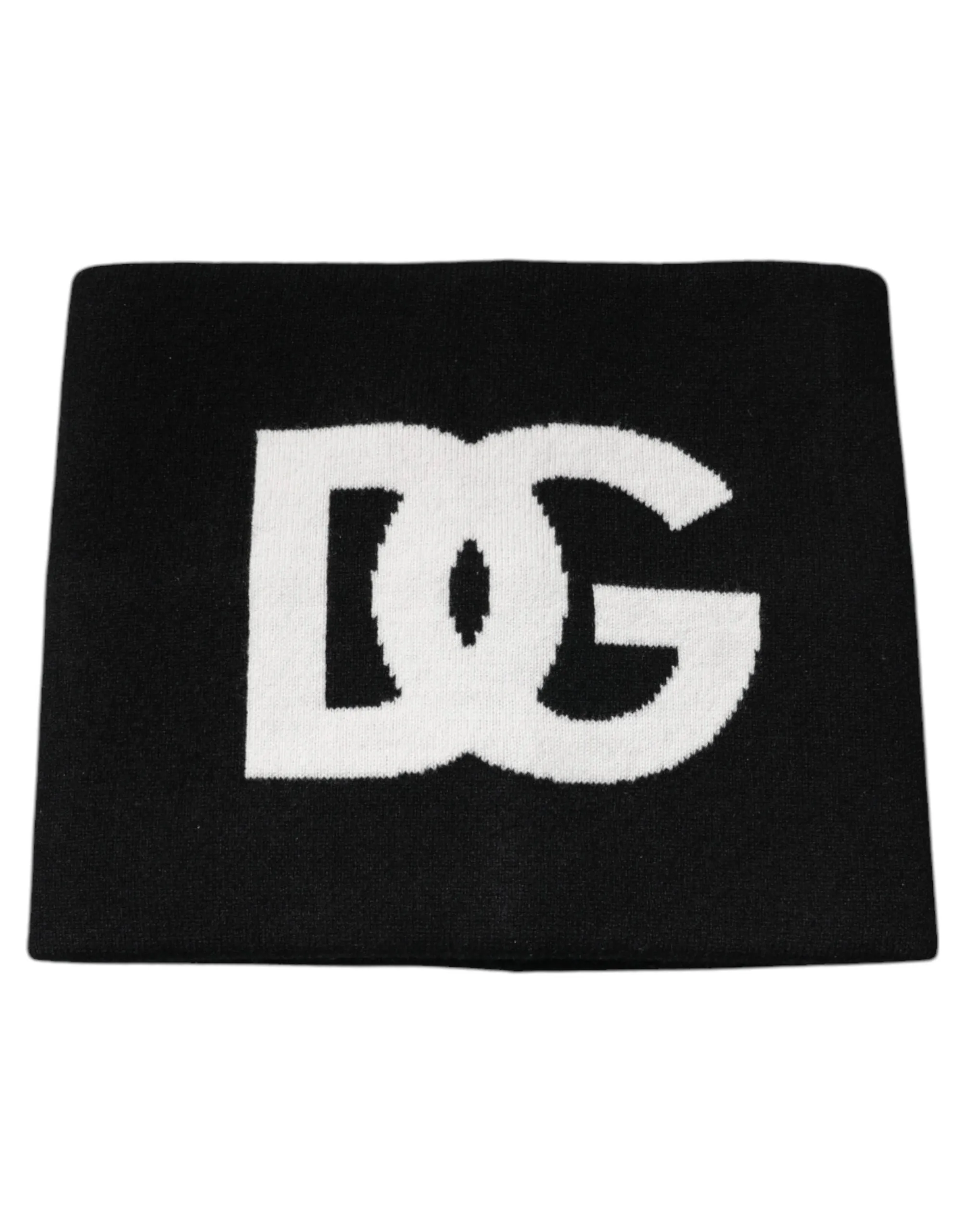 Dolce & Gabbana Black Cashmere DG Logo Square Handkerchief Scarf sold by Siebentaschen