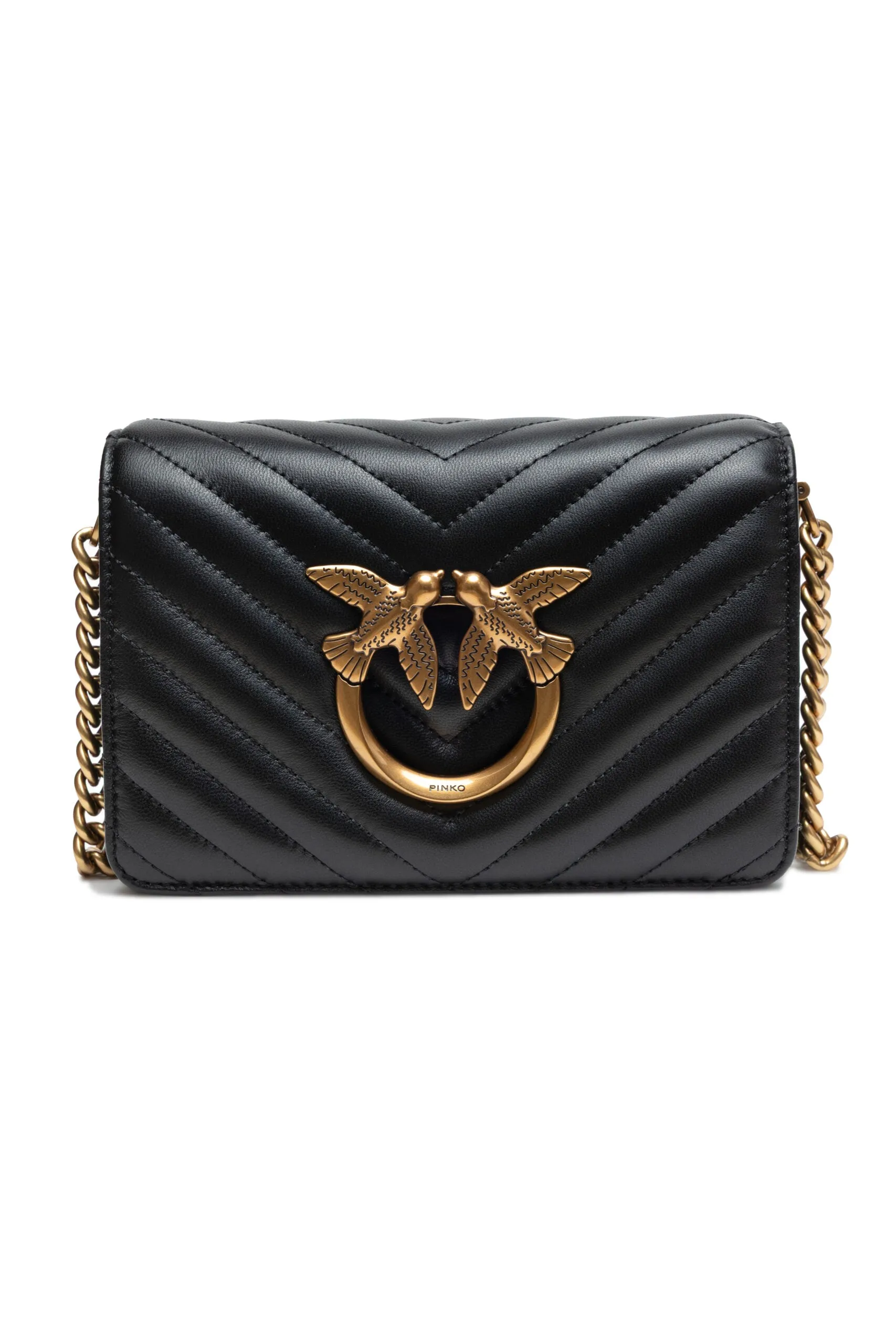 PINKO Black Leather Love Click Mini Shoulder Bag sold by Siebentaschen