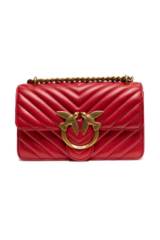 PINKO Red Leather Love One Mini Shoulder Bag sold by Siebentaschen
