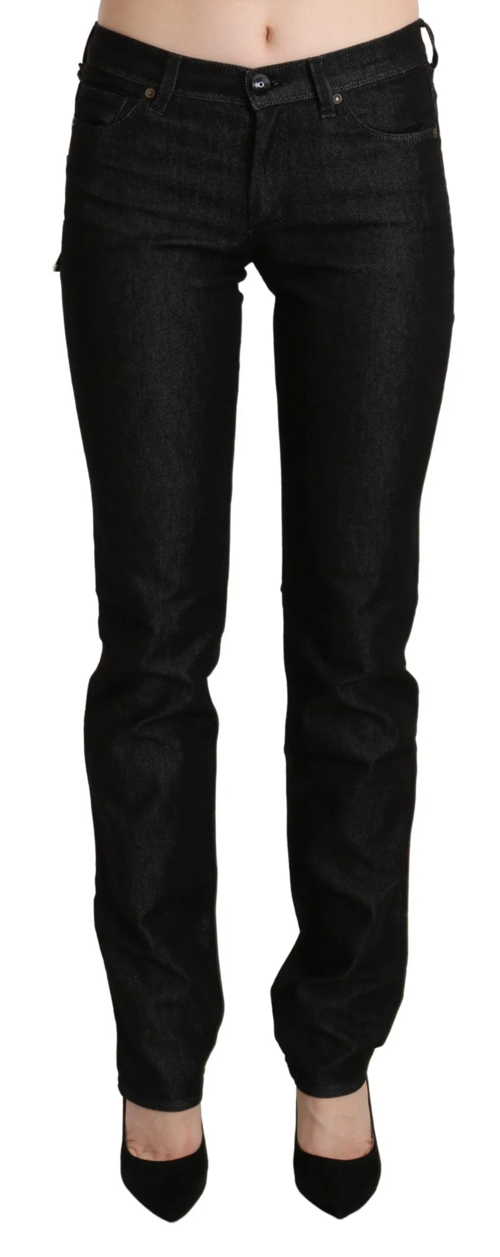 Ermanno Scervino Black Mid Waist Skinny Slim Denim Trouser sold by Siebentaschen