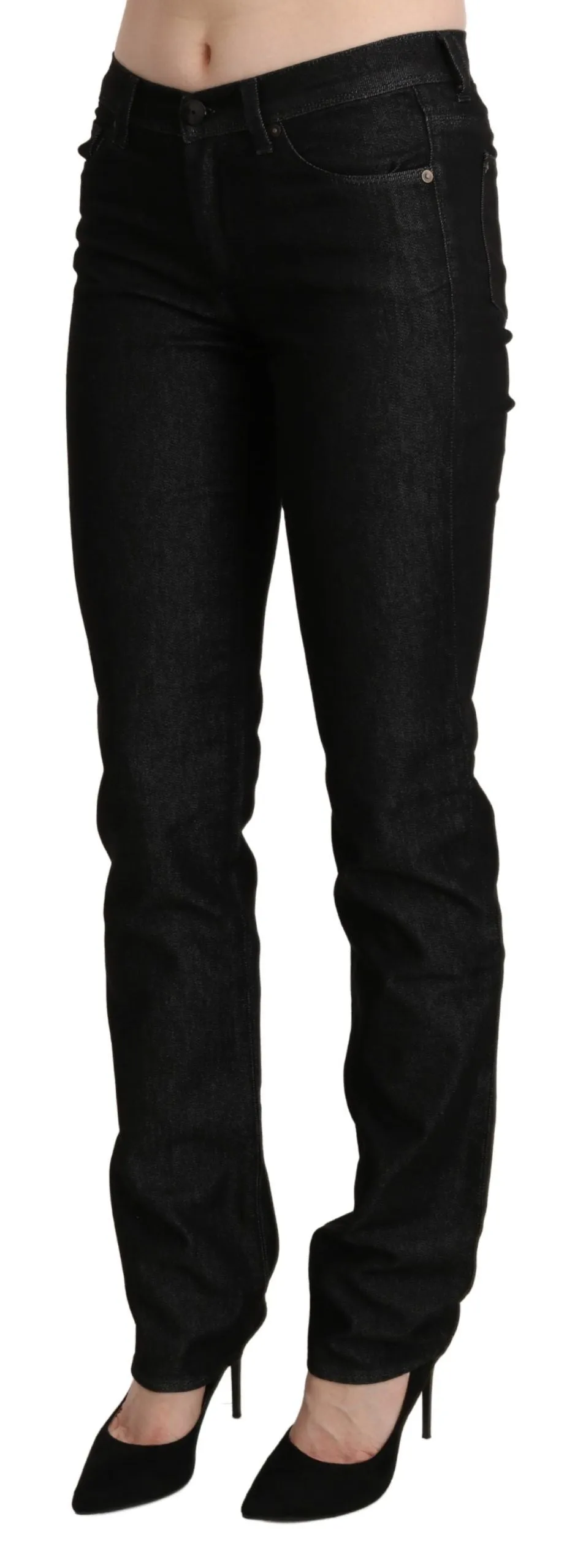 Ermanno Scervino Black Mid Waist Skinny Slim Denim Trouser sold by Siebentaschen product image thumbnail 2