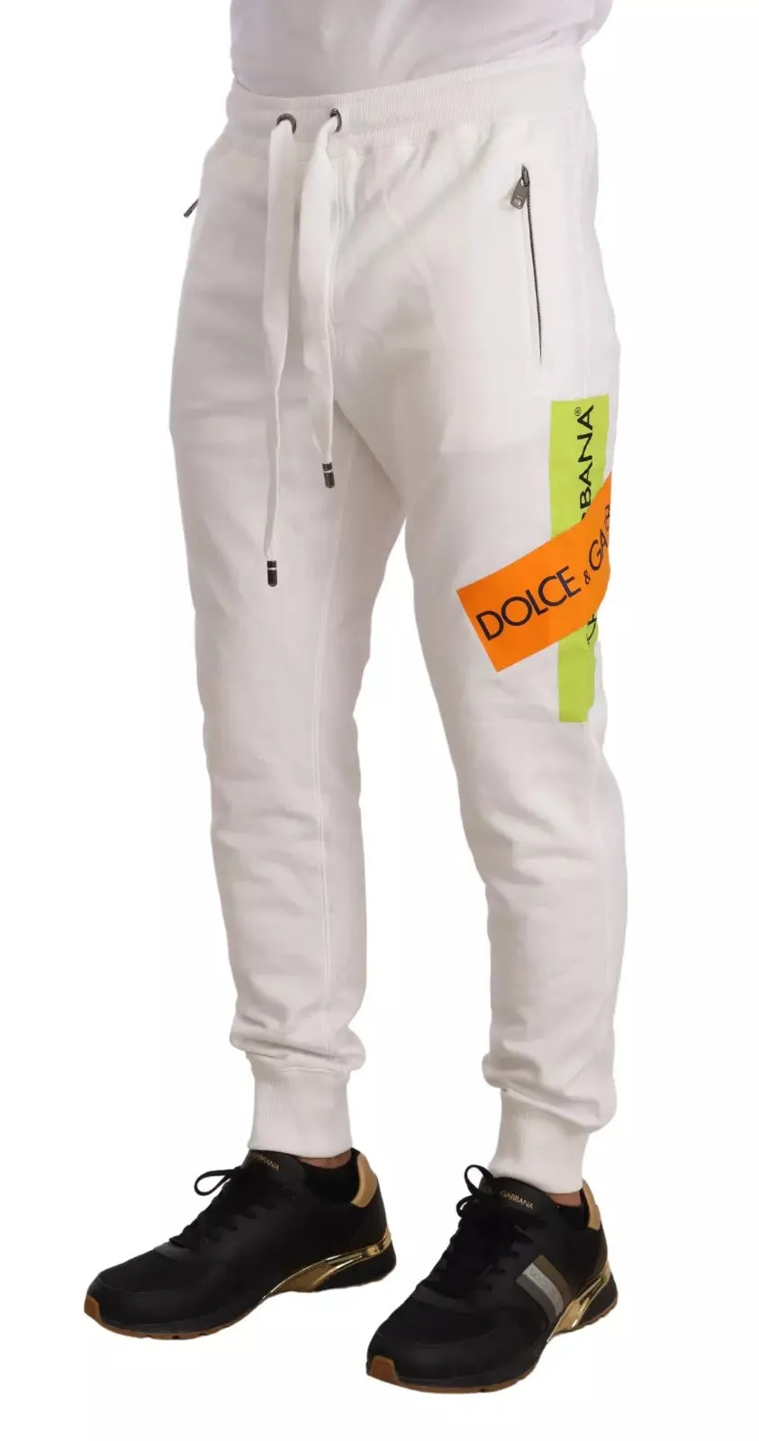 Dolce & Gabbana White Cotton Logo Patch Sweatpants Jogging Pants sold by Siebentaschen product image thumbnail 3