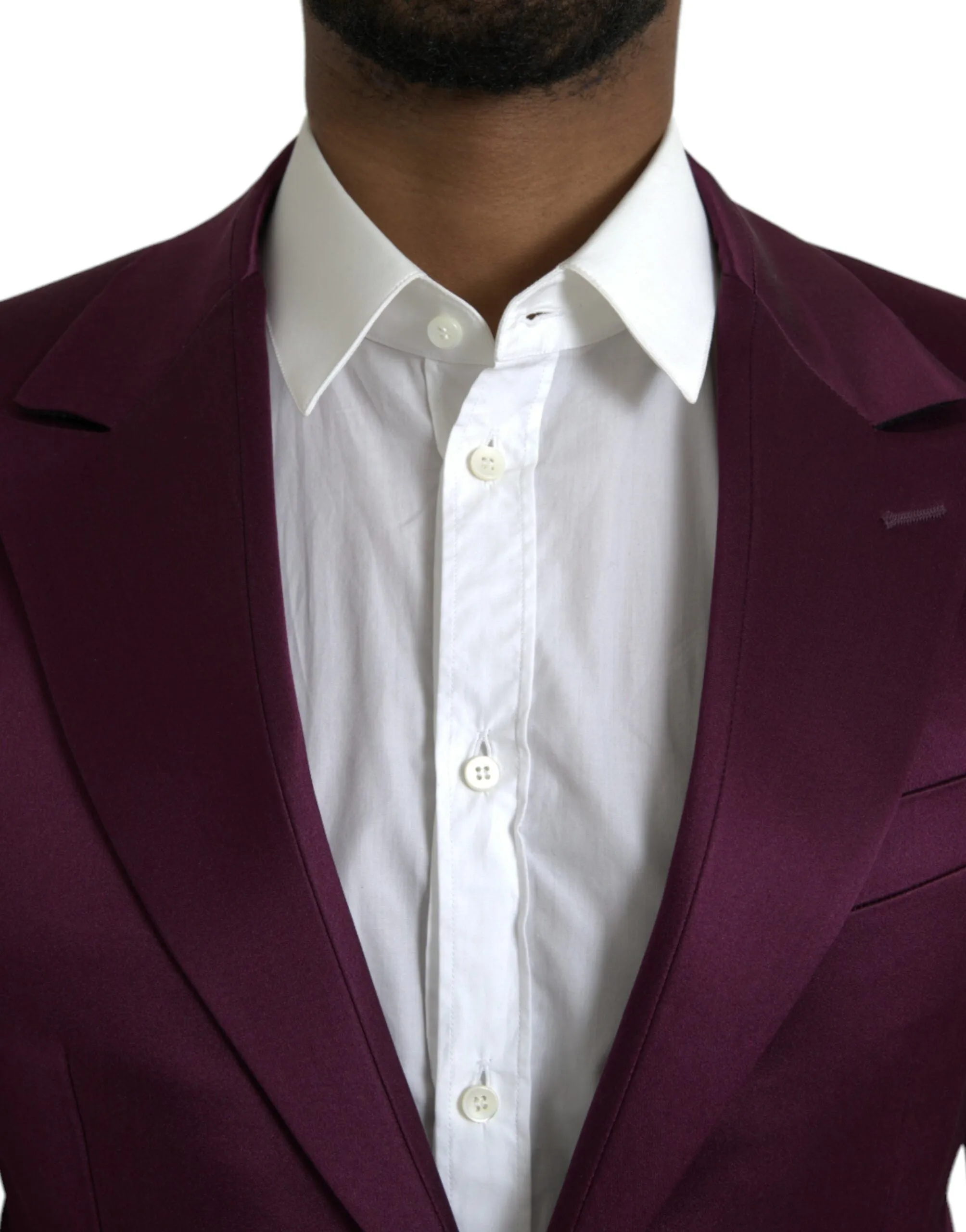 Dolce & Gabbana Maroon Silk Single Breasted Coat Blazer sold by Siebentaschen product image thumbnail 4