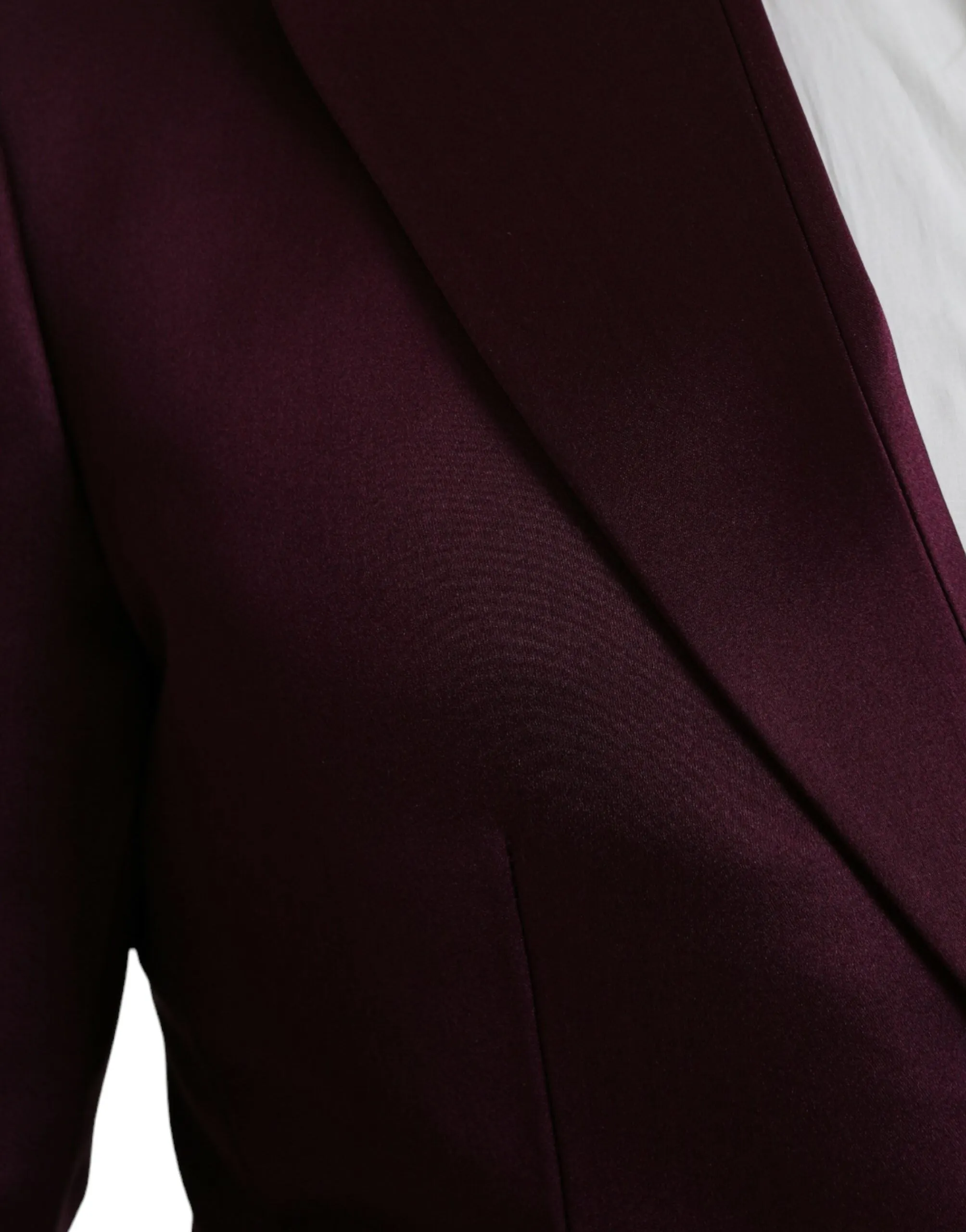 Dolce & Gabbana Maroon Silk Single Breasted Coat Blazer sold by Siebentaschen product image thumbnail 5