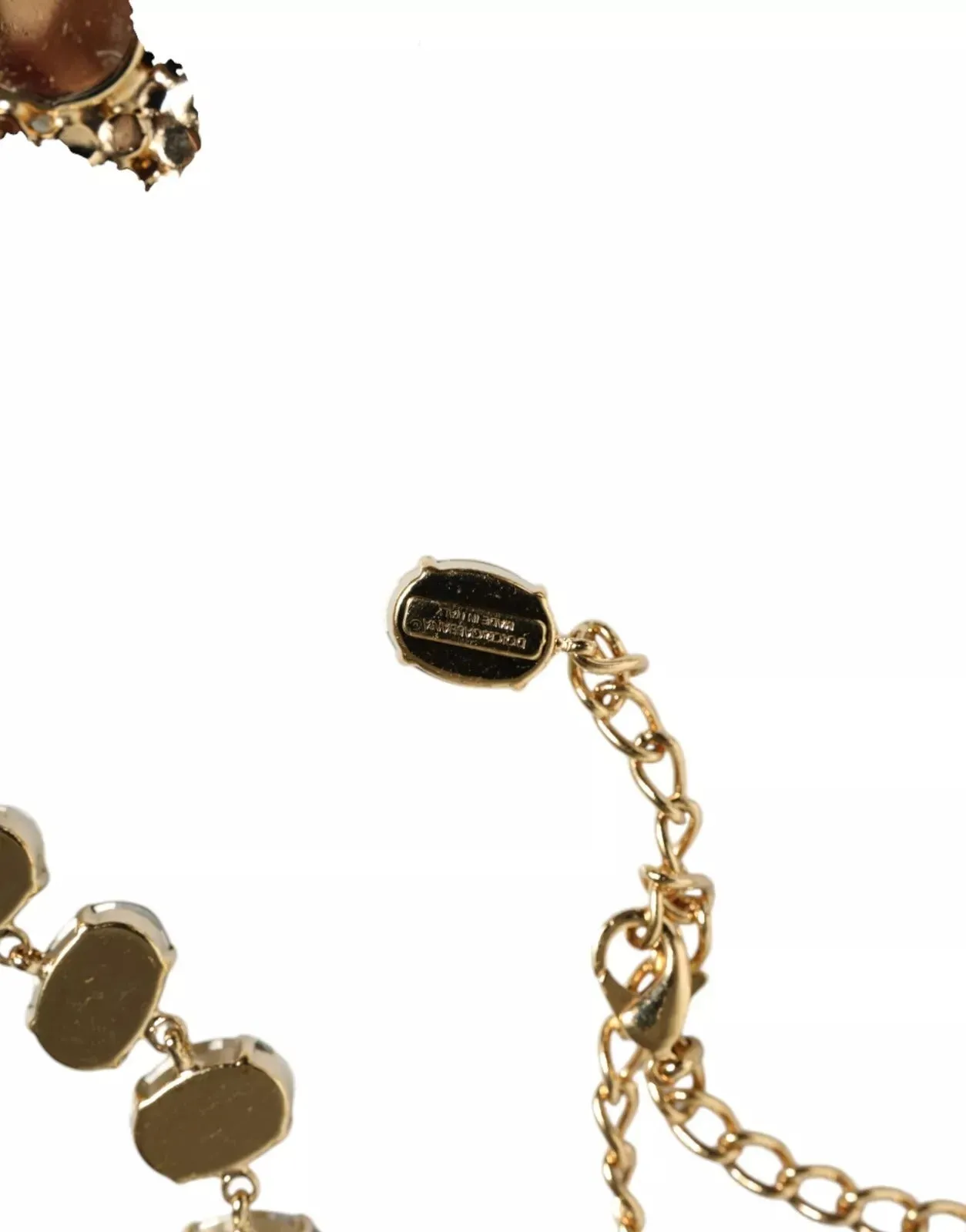 Dolce & Gabbana Gold Brass Link Chain Rose Petal Crystal Necklace sold by Siebentaschen product image thumbnail 4