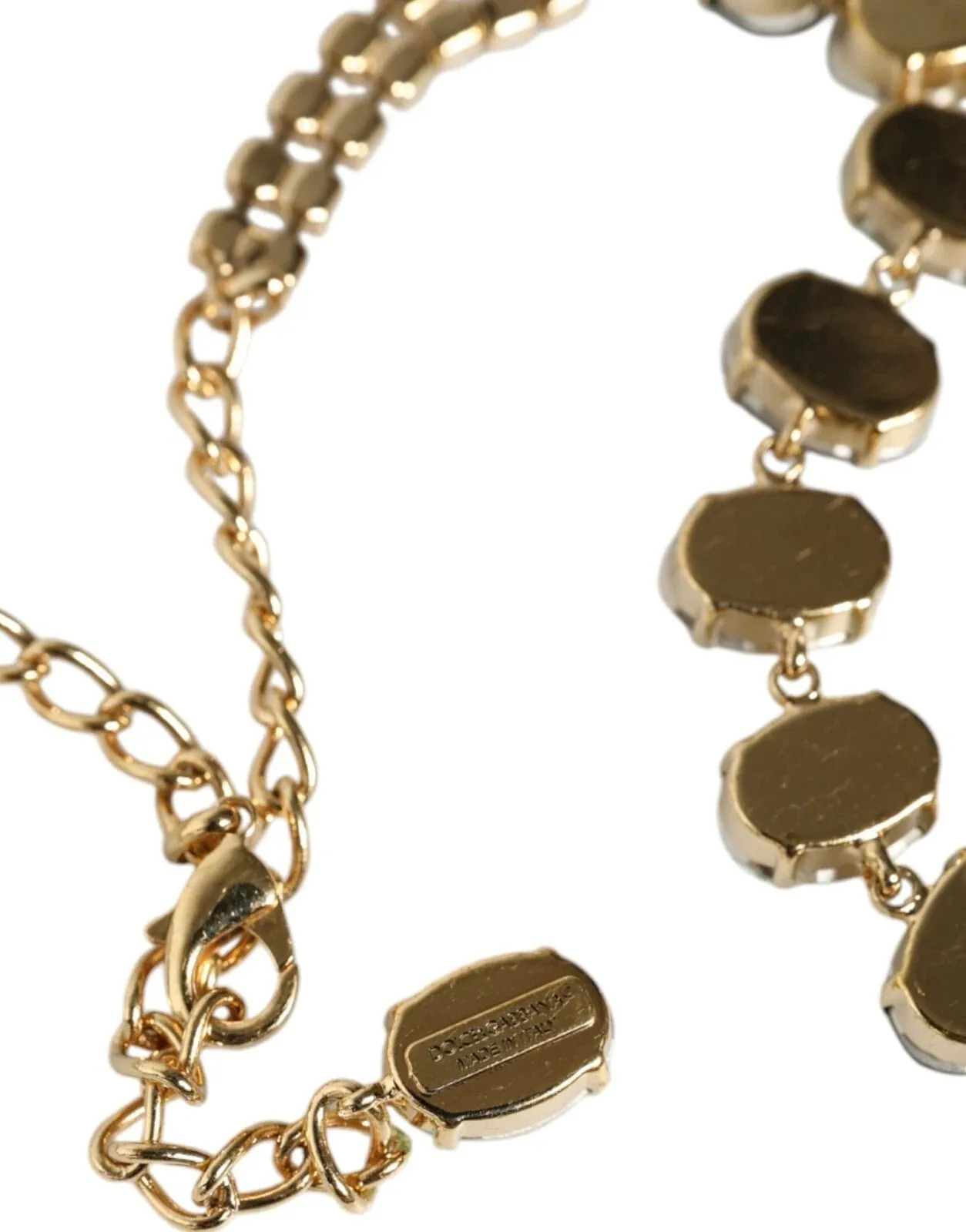 Dolce & Gabbana Gold Brass Link Chain Rose Petal Crystal Necklace sold by Siebentaschen product image thumbnail 5