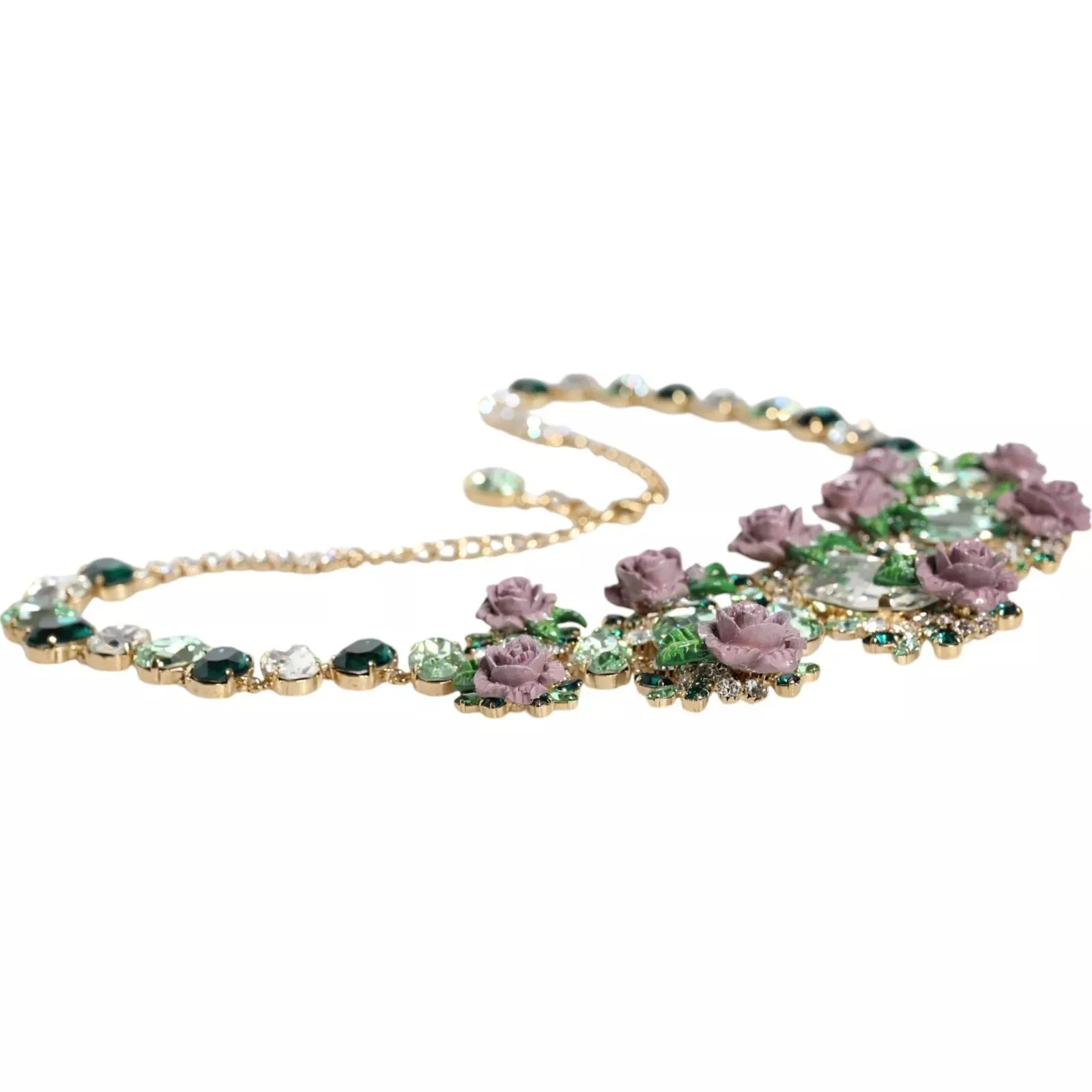 Dolce & Gabbana Gold Brass Link Chain Rose Petal Crystal Necklace sold by Siebentaschen product image thumbnail 3