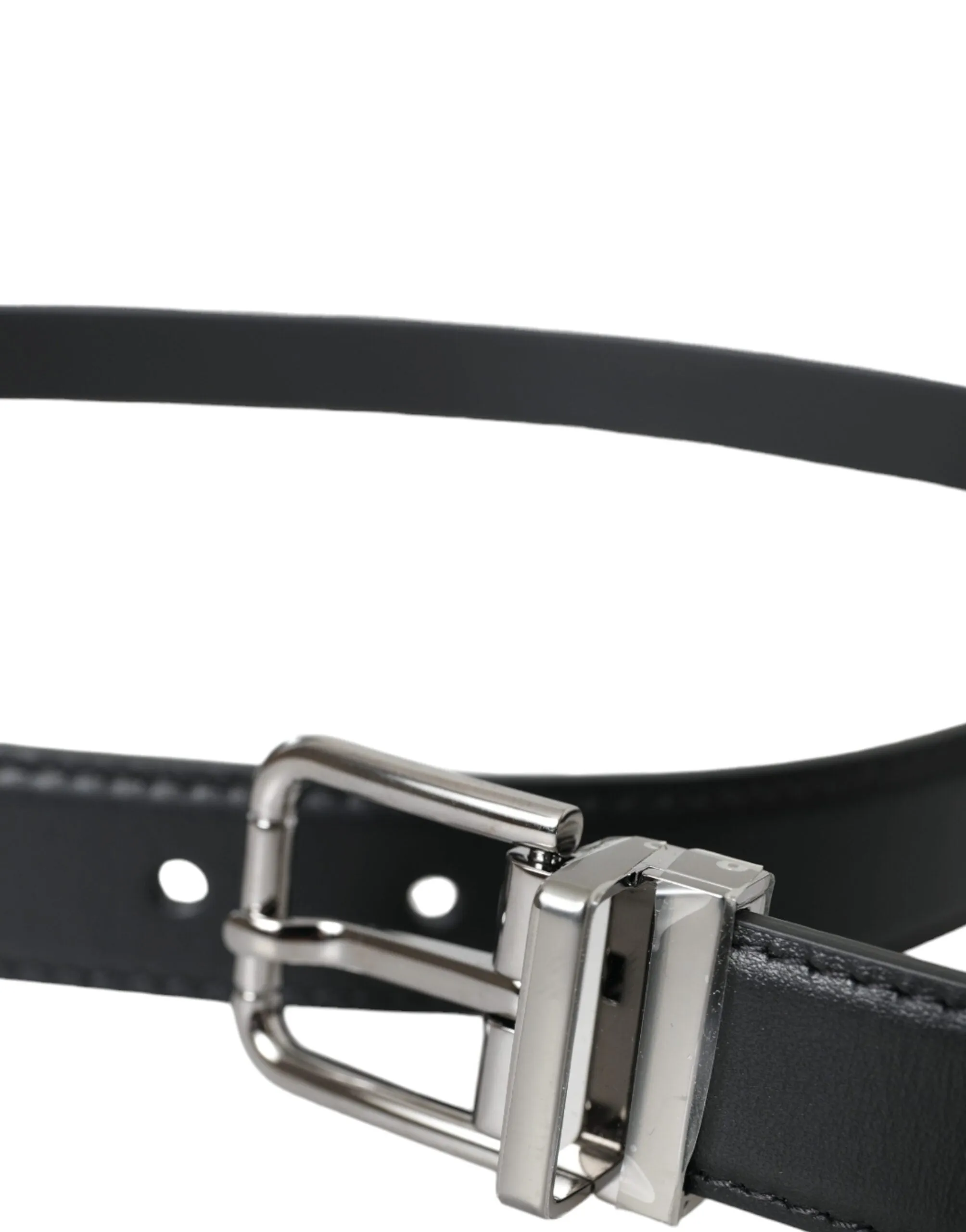 Dolce & Gabbana Black Leather Silver Metal Buckle Men Belt sold by Siebentaschen product image thumbnail 4
