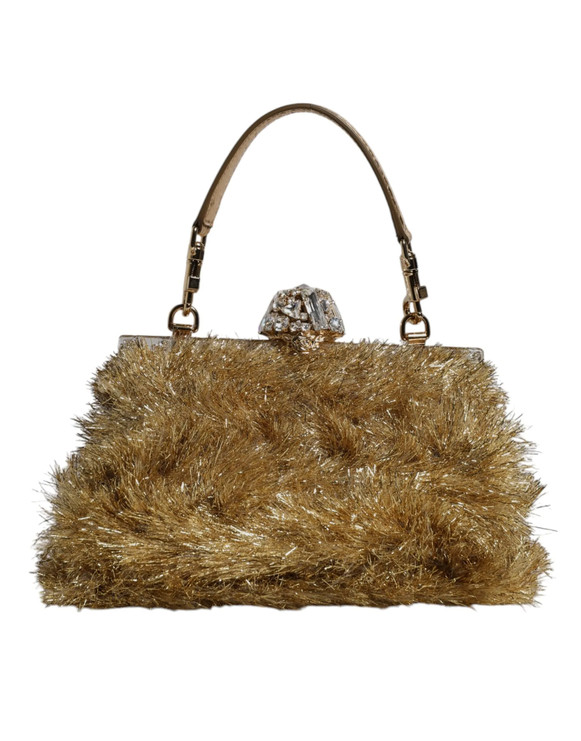Dolce & Gabbana Gold Vanda Chain Strap Tinsel Crystal Evening Clutch Bag sold by Siebentaschen product image thumbnail 4